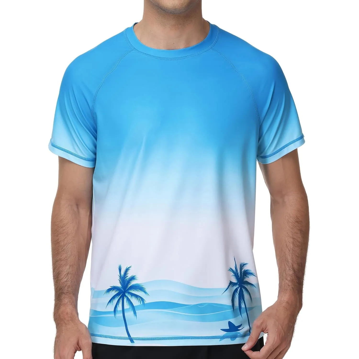 VAYAGER Herren-Badeshirts Rash Guard UPF 50+ Kurzarm, schnell trocknend, lockere Passform, Wassersurf-Shirt