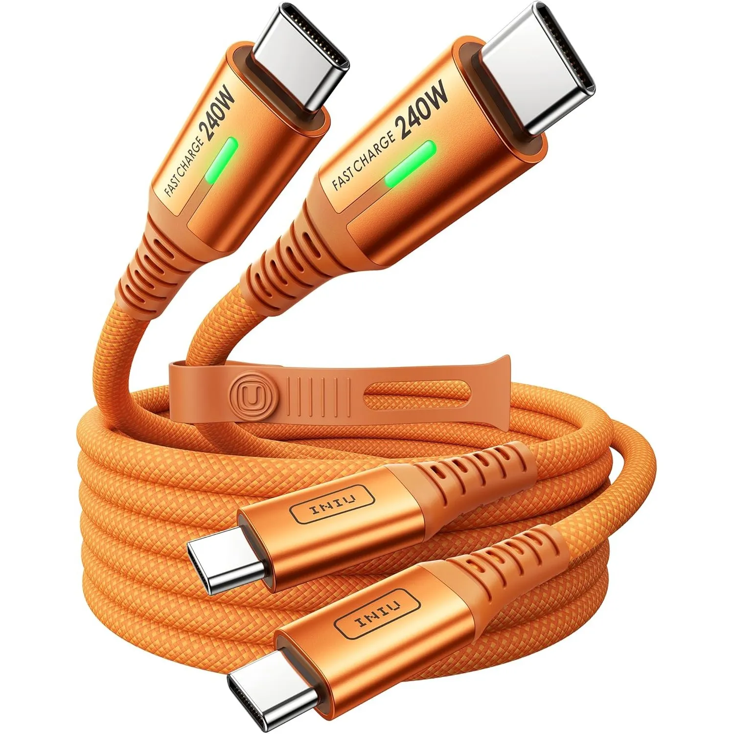 INIU 240W USB C Kabel, [2 Stück 2m] USB C auf USBC Schnellladekabel Orange | Nylon Geflochten, PD Ladekabel USBC für iP…
