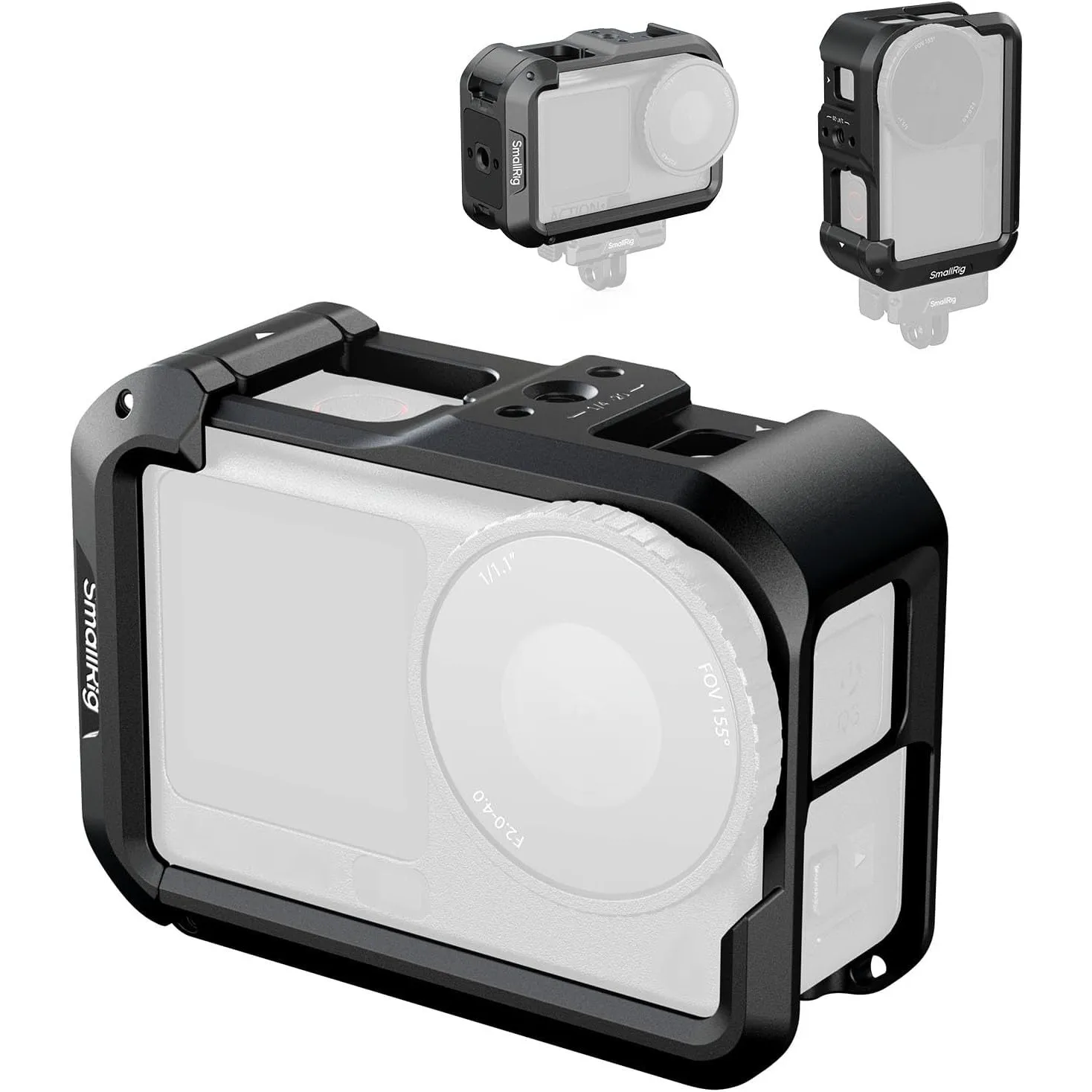 SMALLRIG Action 6 Cage für DJI Osmo Action 6 mit Erweiterungsschnittstellen, Blitzschuh, 1/4"-20-Gewinde, Schnellversch…
