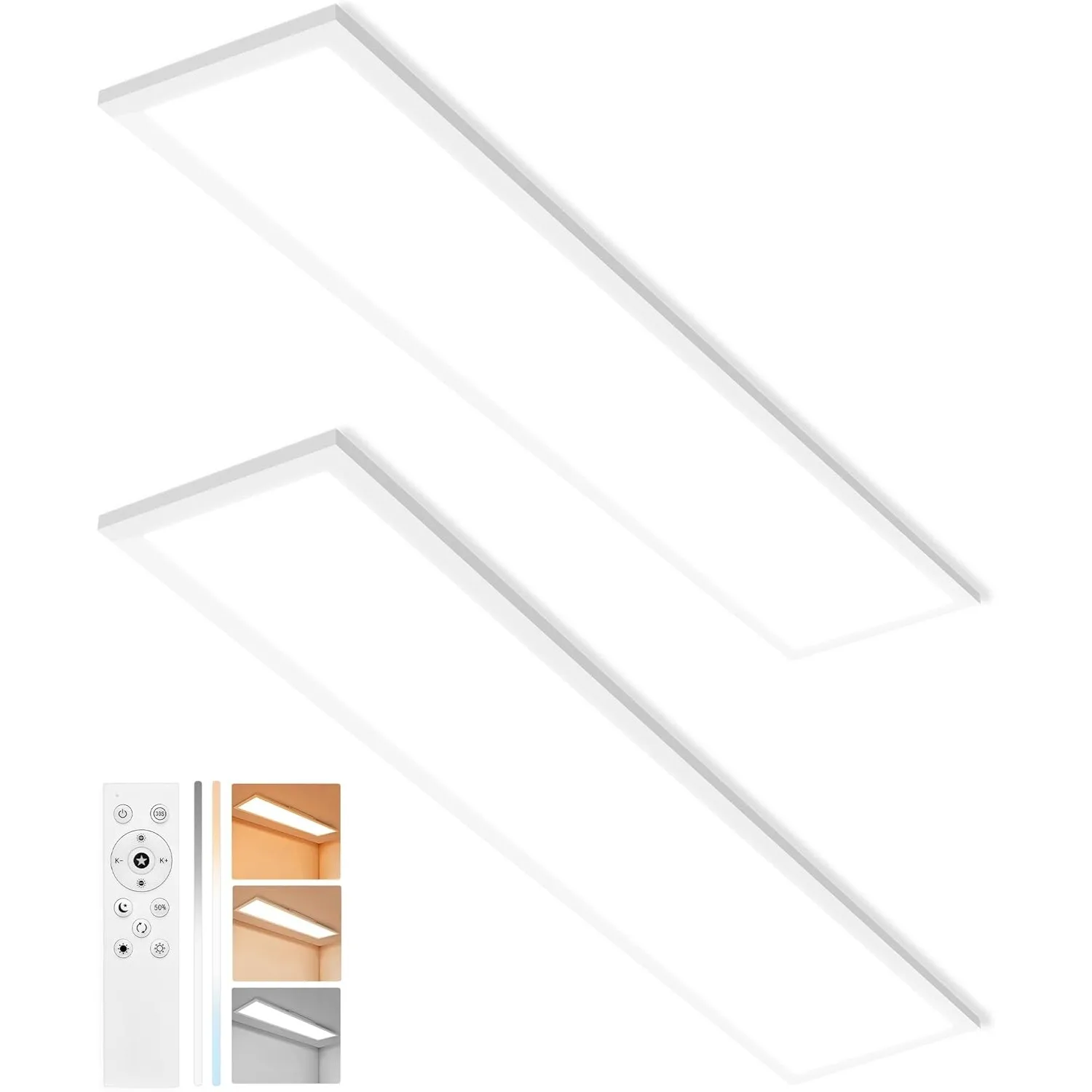 YindaLux LED Panel 120x30 cm, 40W Deckenlampe Dimmbar mit Fernbedienung, 4000LM Deckenleuchte 2700K-6500K, Nachtlicht, …