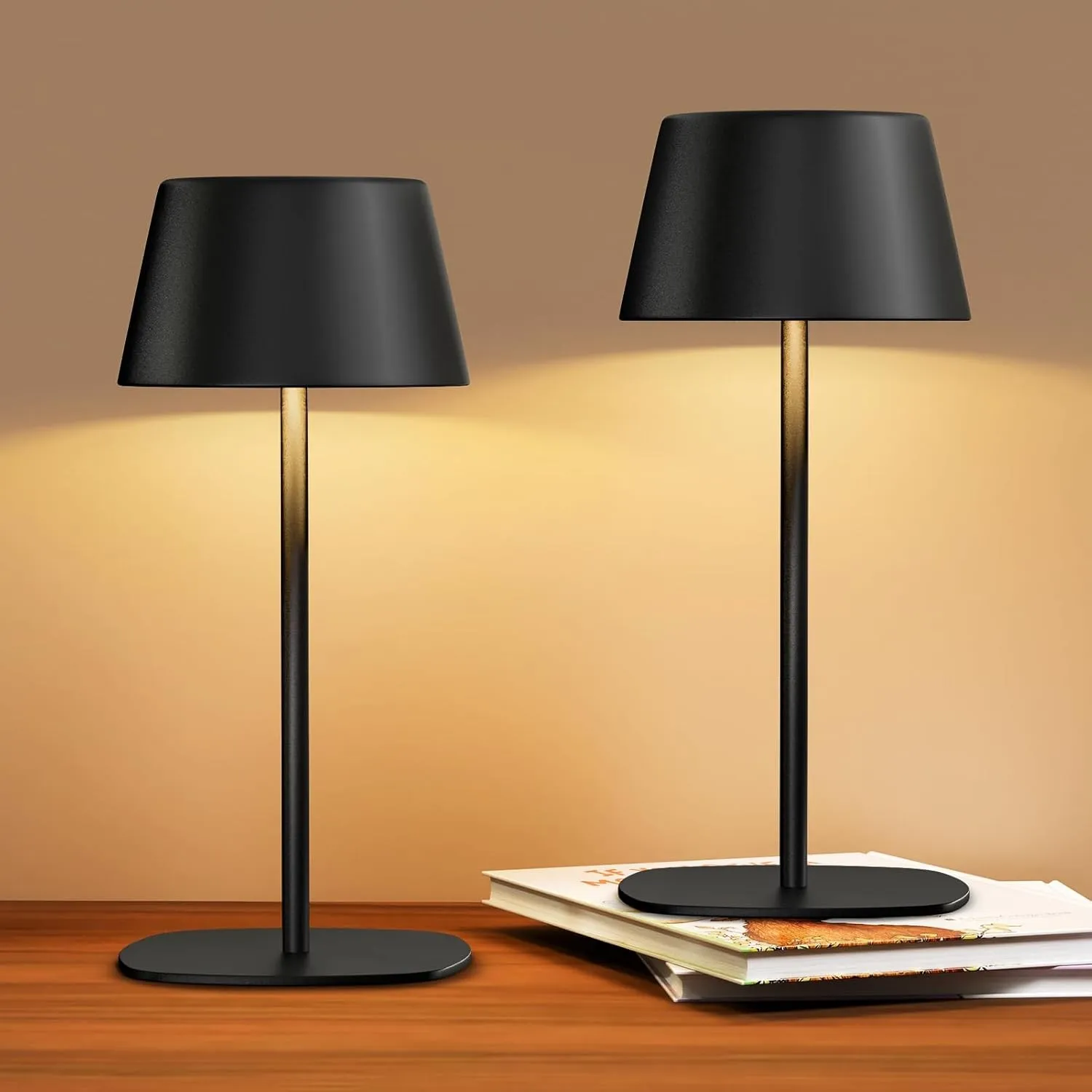 FUYO LED Tischlampe Kabllos 2er Set Nachttischlampe Akku Tischleuchte Aufladbar Batterie USB-C Tischlampen Touch Dimmba…