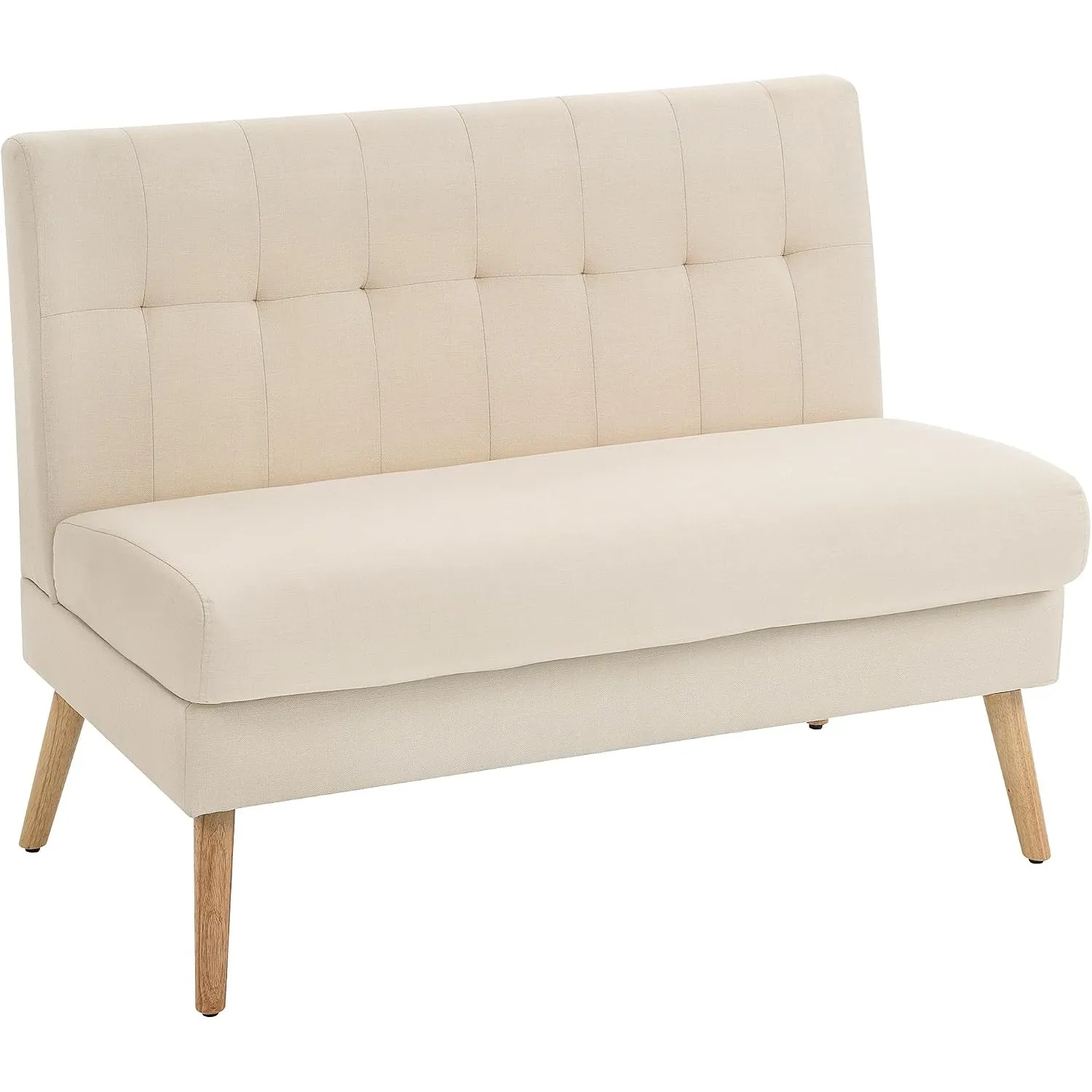 HOMCOM Sofa 2 Sitzer Couch mit Getufteter Rückenlehne 118 cm Beige