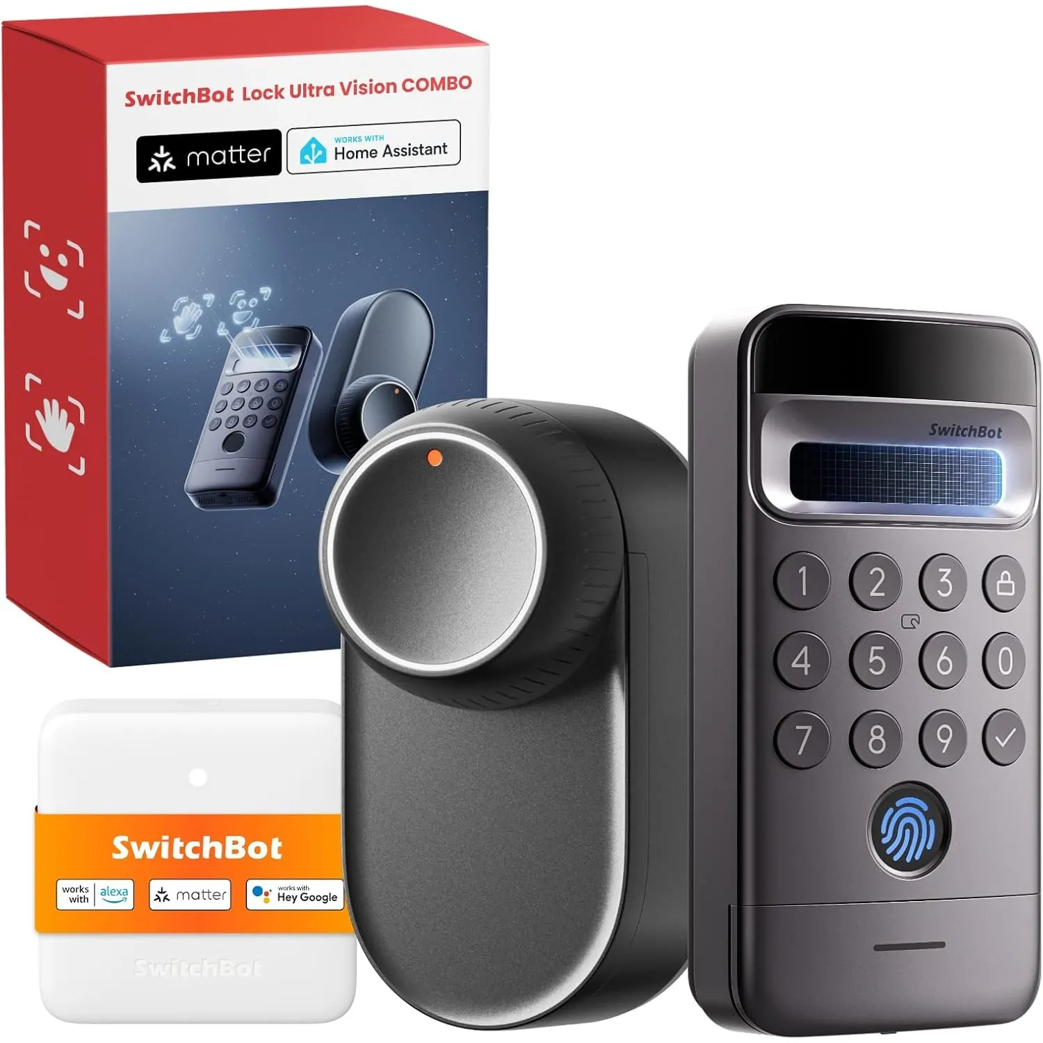 SwitchBot WiFi Smart Lock Ultra mit Keypad Vision Pro – 3D-Gesichts- & Venen-Erkennung, kontaktlose Entsperrung, passen…