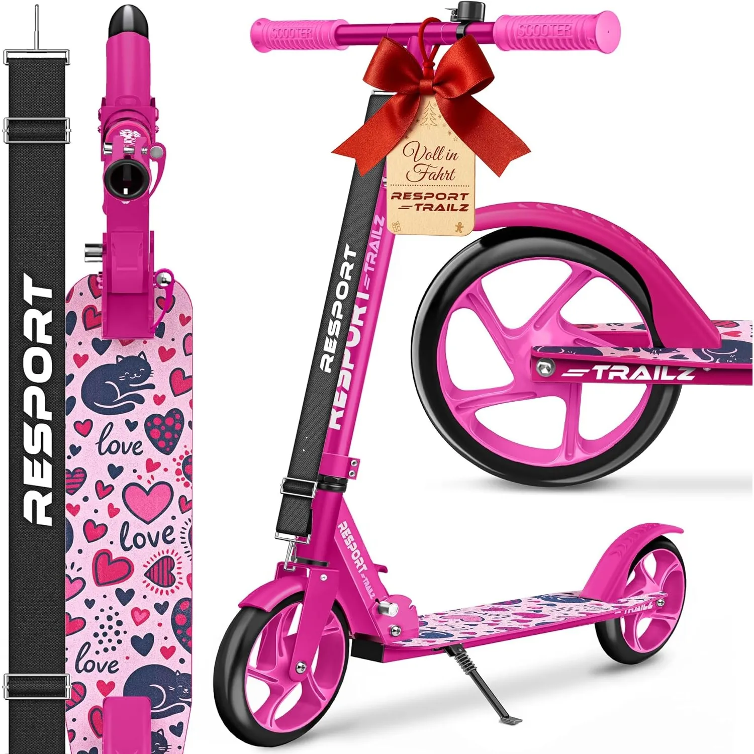 RE:SPORT® Cityroller für Kinder & Erwachsene mit Klingel & Tragegurt | Tretroller Scooter höhenverstellbar & klappbar b…