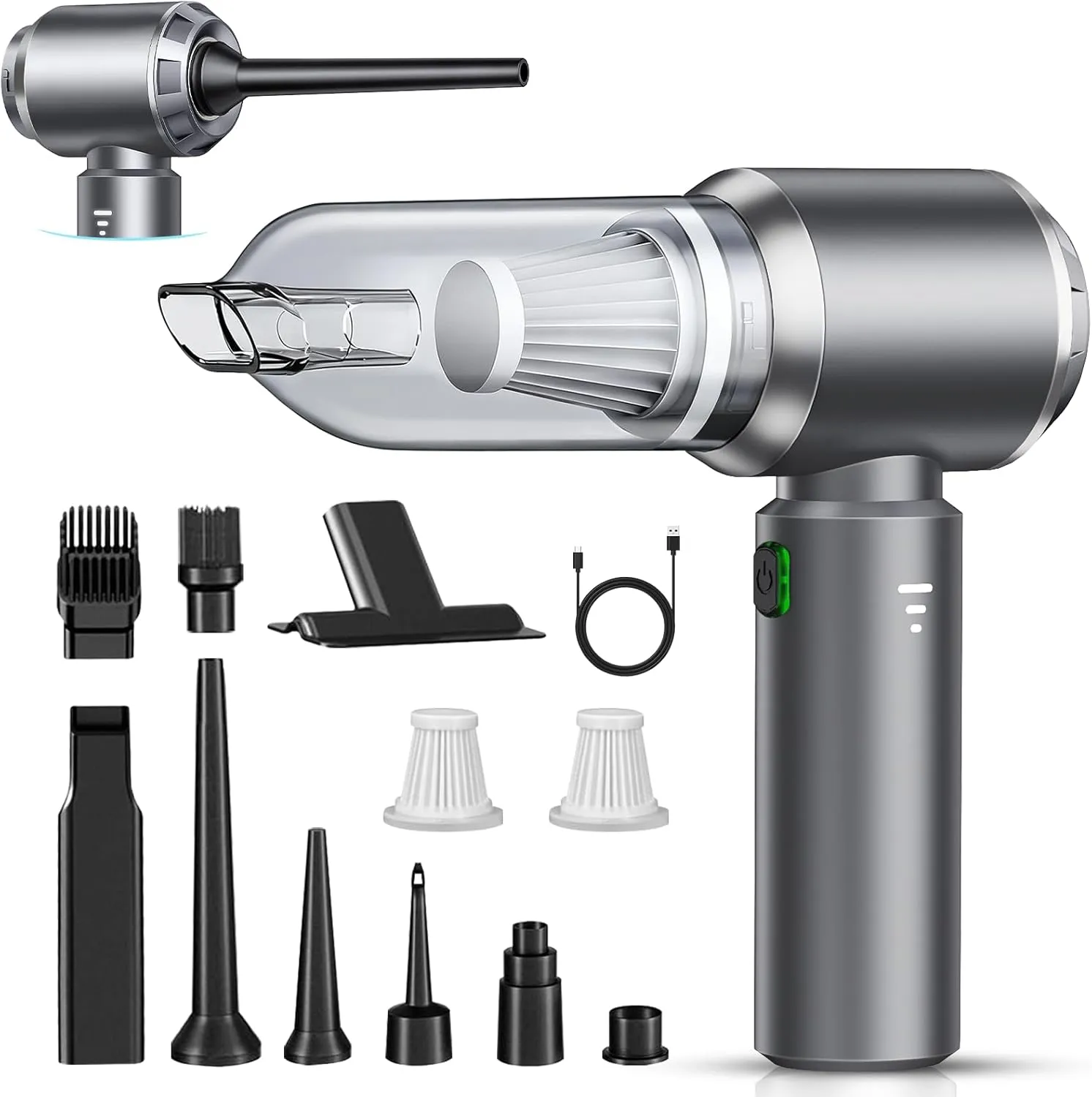 Handstaubsauger, Handstaubsauger Akku, 26000 Pa Autostaubsauger mit hoher Leistung, 4 in 1 Mini Staubsauger mit Bürsten…
