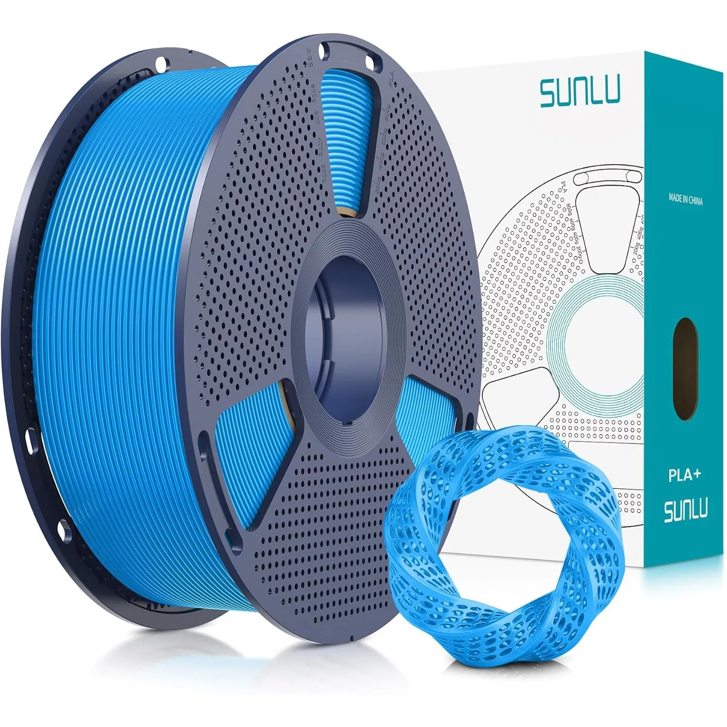 SUNLU PLA+ Filament 1.75mm, PLA Plus 3D Drucker Filament, 1KG Cyan