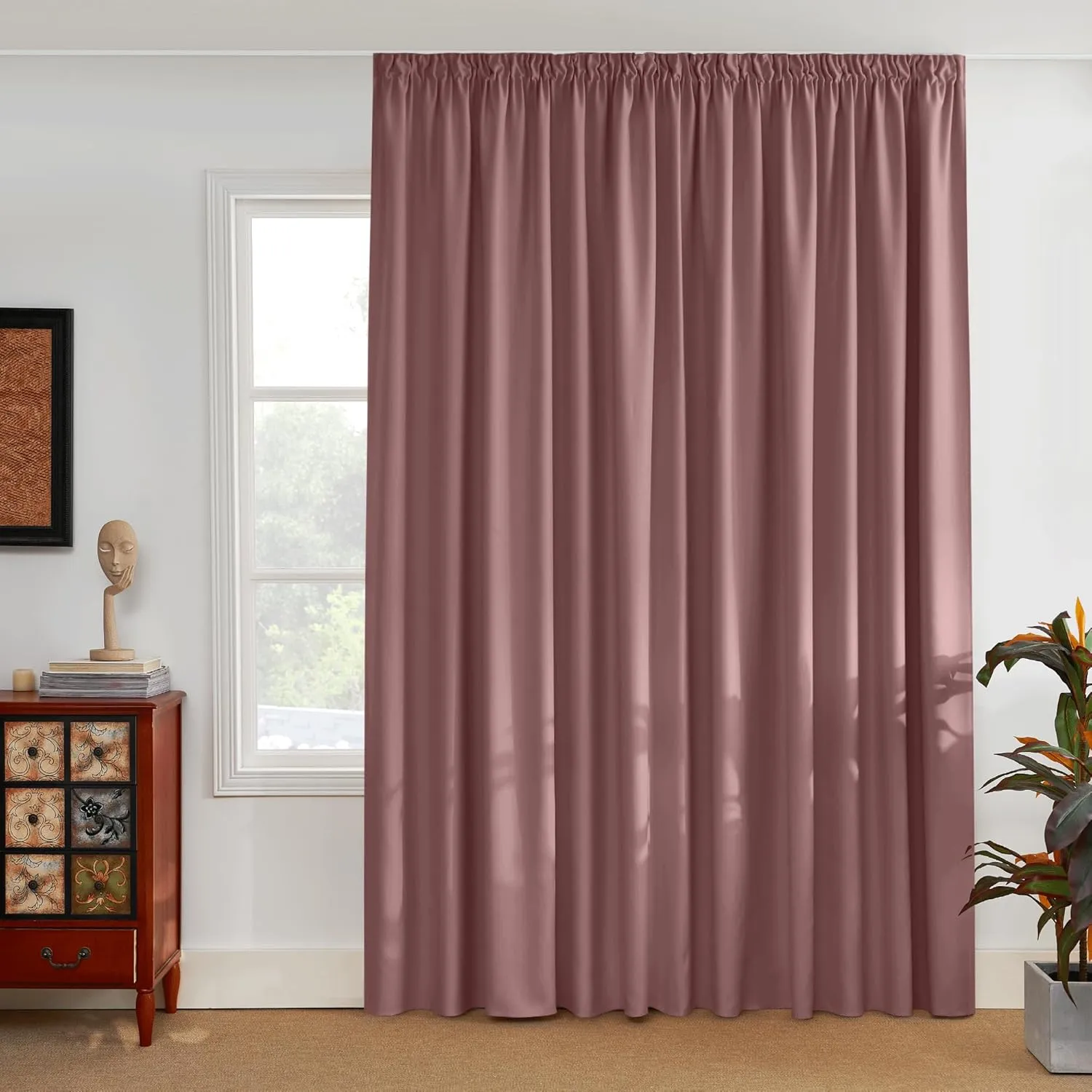 PONY DANCE Wohnzimmer Vorhang mit Kräuselband für Schiene 1er Set H 245 x B 200 cm Altrosa, Verdunkelungsvorhang Thermo…