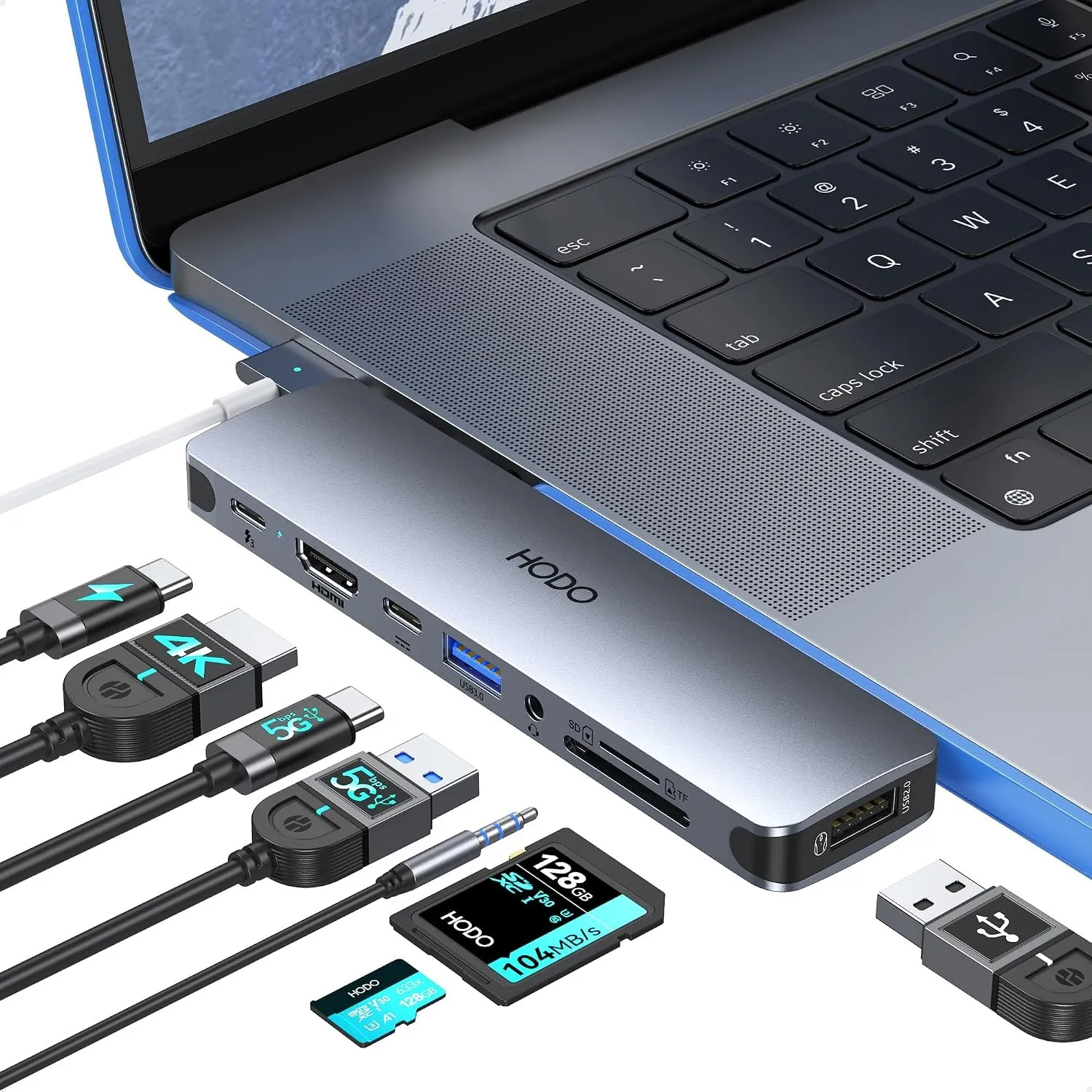 HODO USB C Hub für MacBook, Adapter Mac Air Pro Zubehör 8 in 2