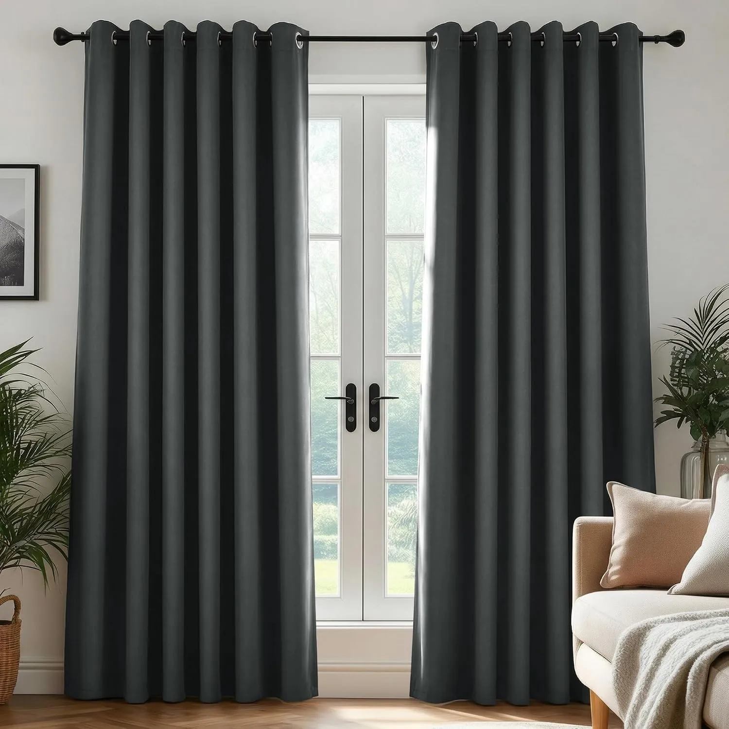 Deconovo Vorhänge Verdunkelnd Thermovorhang Hitzeschutz Curtain Dunkelgrau