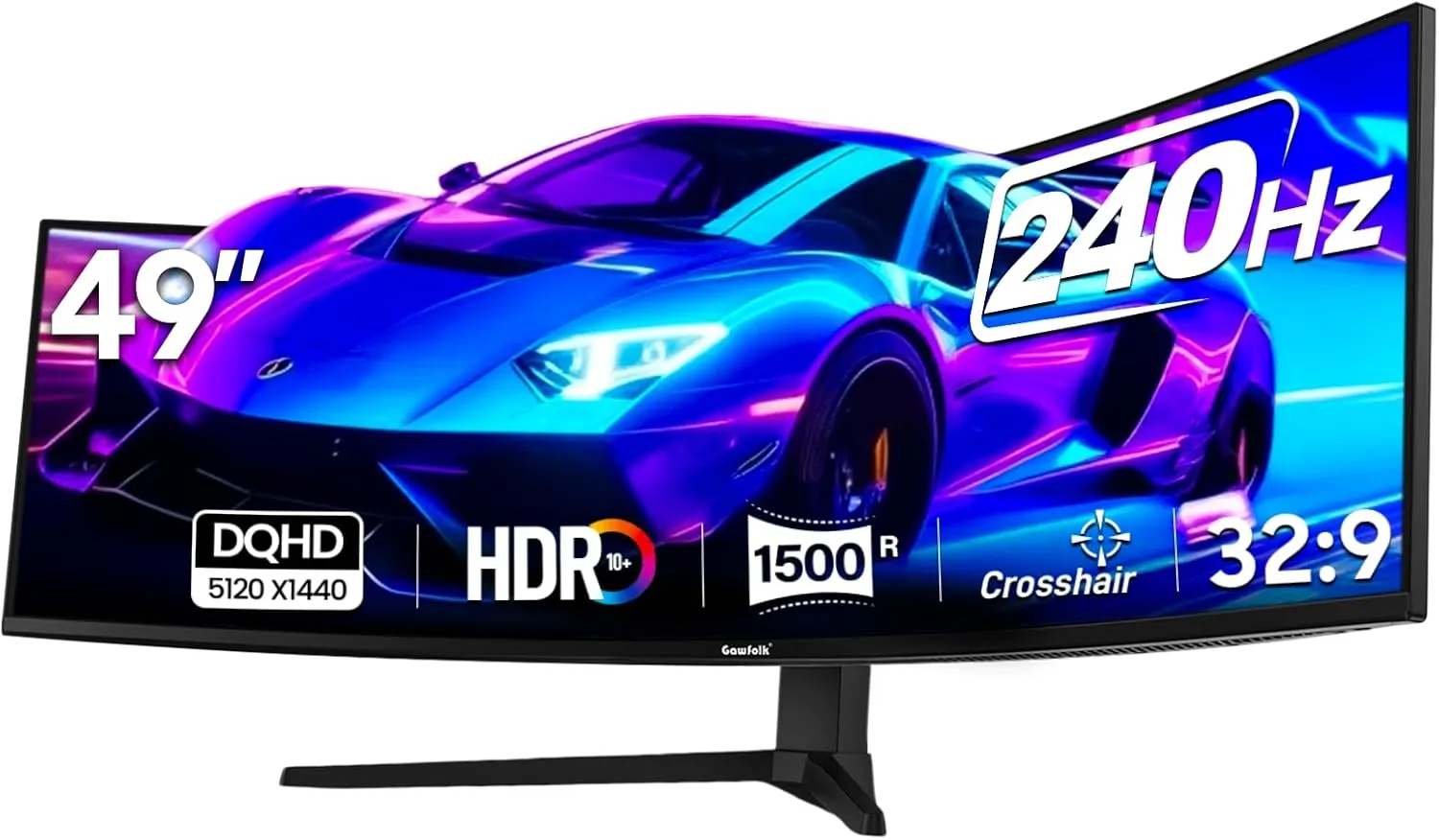 Gawfolk 49 Zoll Curved Gaming Monitor 240Hz, Dual QHD 5120x1440, 1500R, 32:9, PBP/Pip, Höhenverstellbarer Ultra-Wide Co…