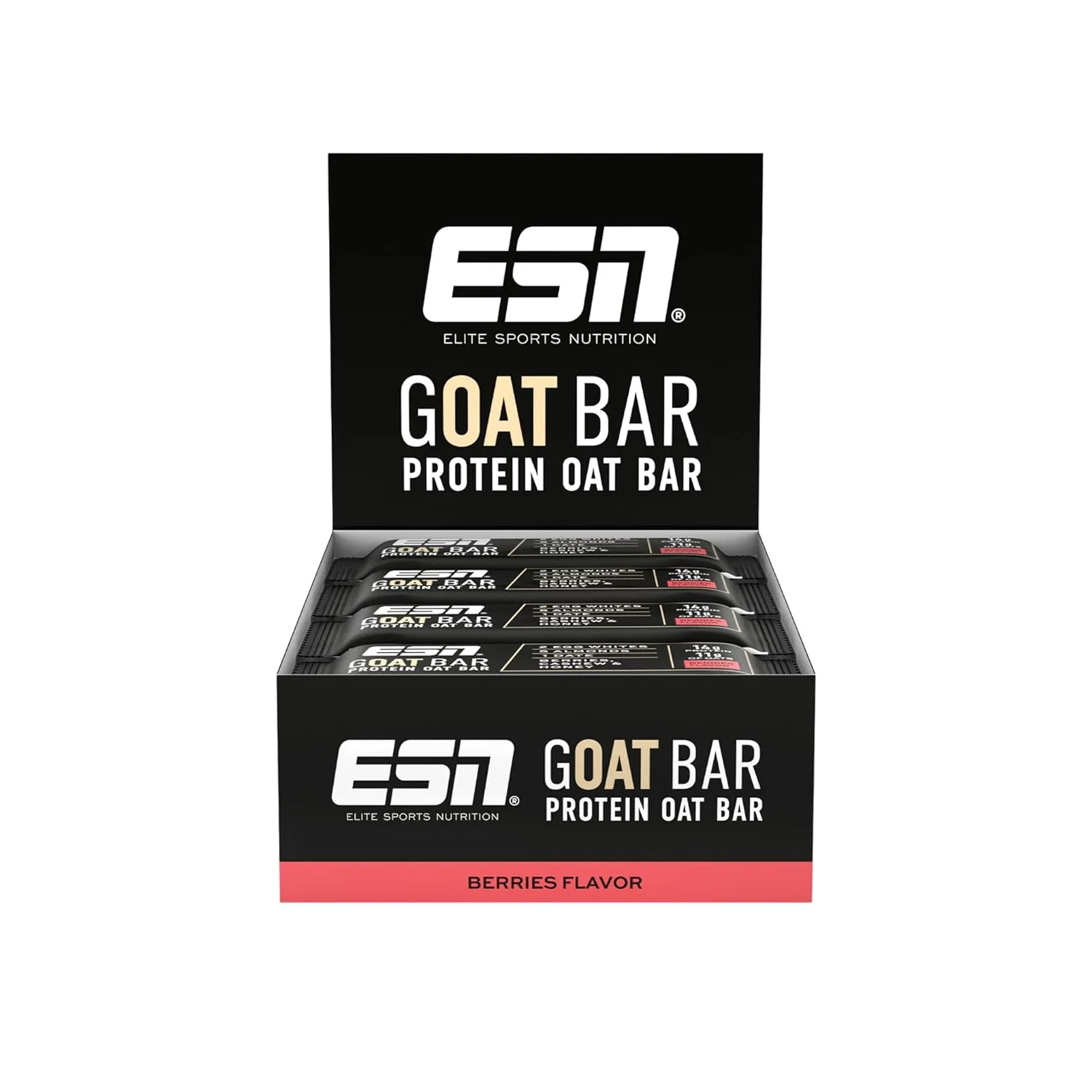 ESN GOAT Bar, Berries, 12 x 55 g, Protein Oat Bar, Powersnack mit hohem Ballaststoffgehalt, 14g Protein & 11g Oats gesü…