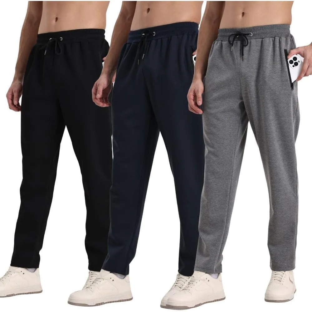 Jogginghose für Herren, 3er-Pack, Jogger, Herren Athletic Sweatpants, Herren-Jogginghose mit Reißverschluss, atmungsakt…