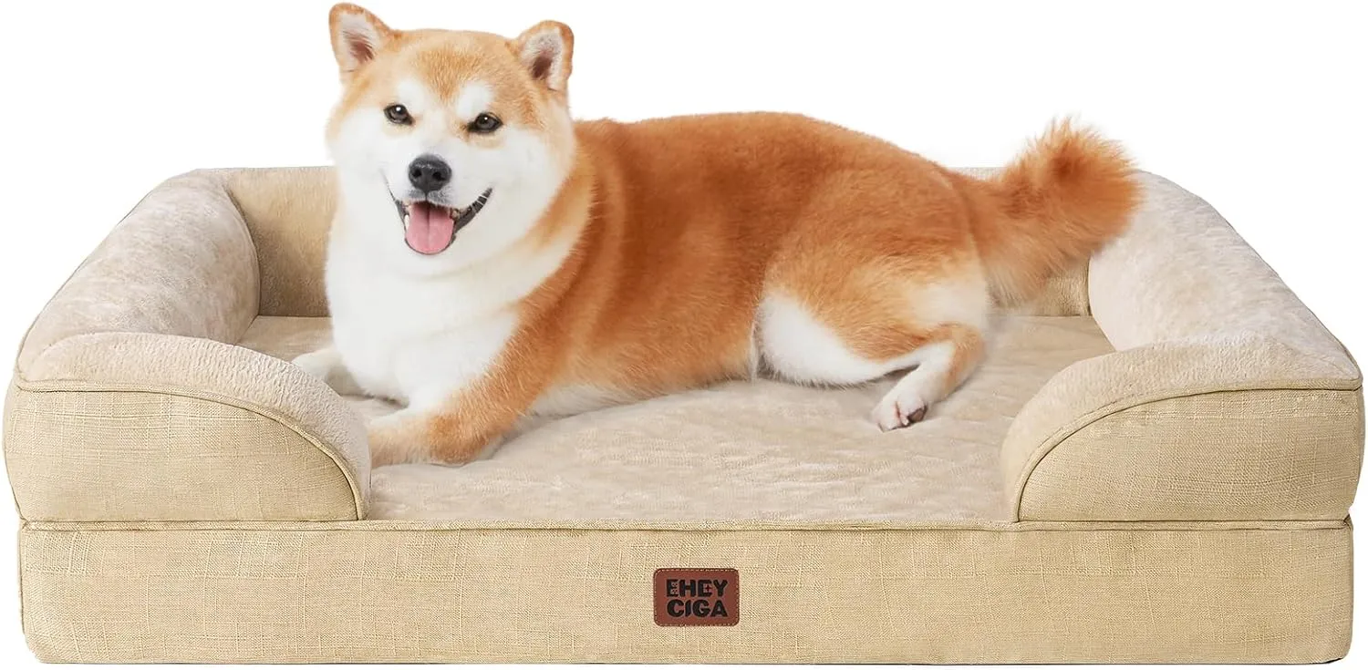 EHEYCIGA Orthopaedic Dog Bed for Large Dogs, 91 x 68 cm, Memory Foam Dog Basket, Medium Dogs, Washable Dog Sofa, Waterp…