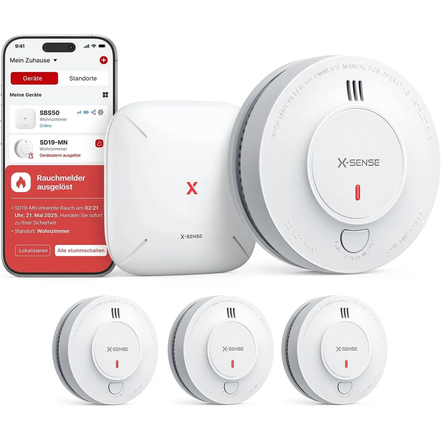 X-Sense Smart Rauchmelder mit 10-Jahres-Batterie, SD19-MN31, 3 Stück
