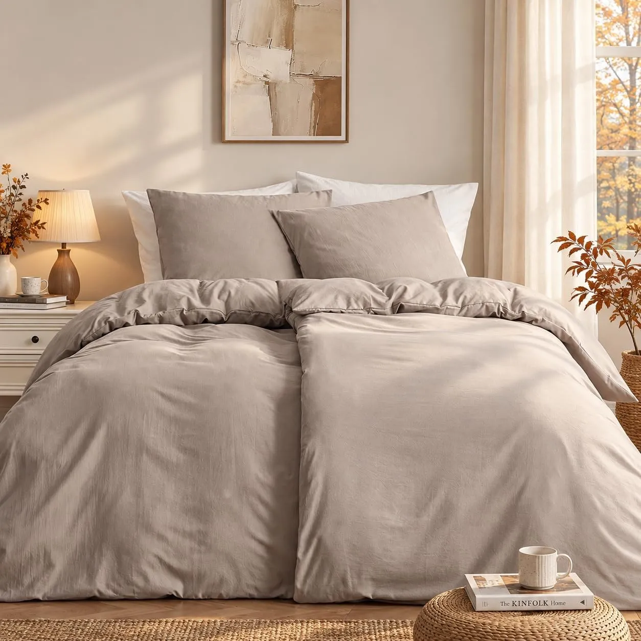 Bettwäsche Braun 135x200 4teilig, Herbst Bettwäsche Superweiche Vorgewaschene Mikrofaser Baumwollähnlich ÖKO-TEX 2 Bett…