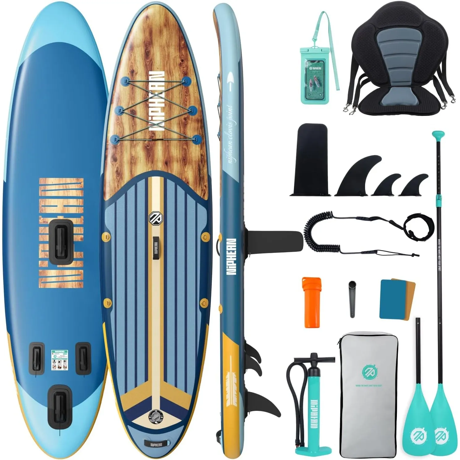 Niphean Stand up Paddling Board mit Sitz und Sup Board Zubehör | 320/305cm Stabiles Sup Board 200kg für 2 Personen, Rob…
