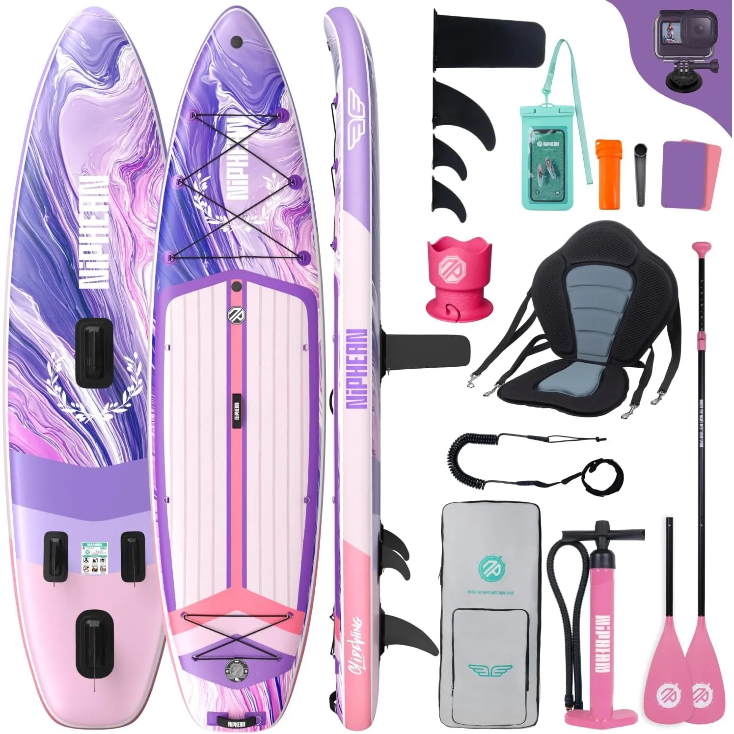 Niphean (Extra Groß) Stand Up Paddling Board, SUP für 2+1 Personen/Familien, SUP Board mit (Anfängergeeignet) Balancier…