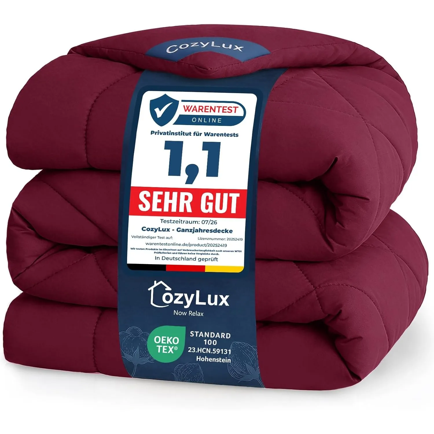 CozyLux Bettdecke 220x240 cm Burgunderrot für 4 Jahreszeiten
