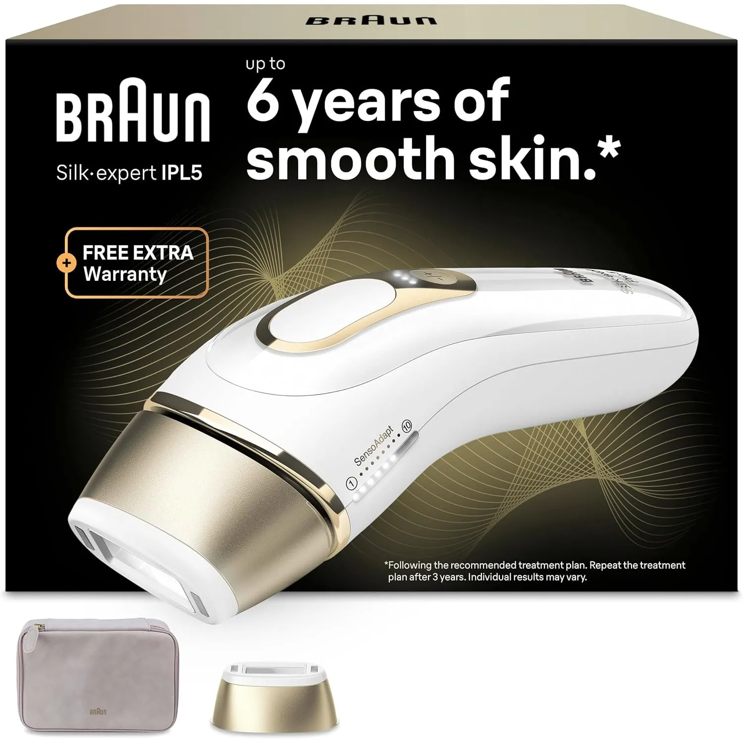 Braun IPL Geräte Haarentfernung Silk·expert Pro 5, PL5100, Weiß/Gold