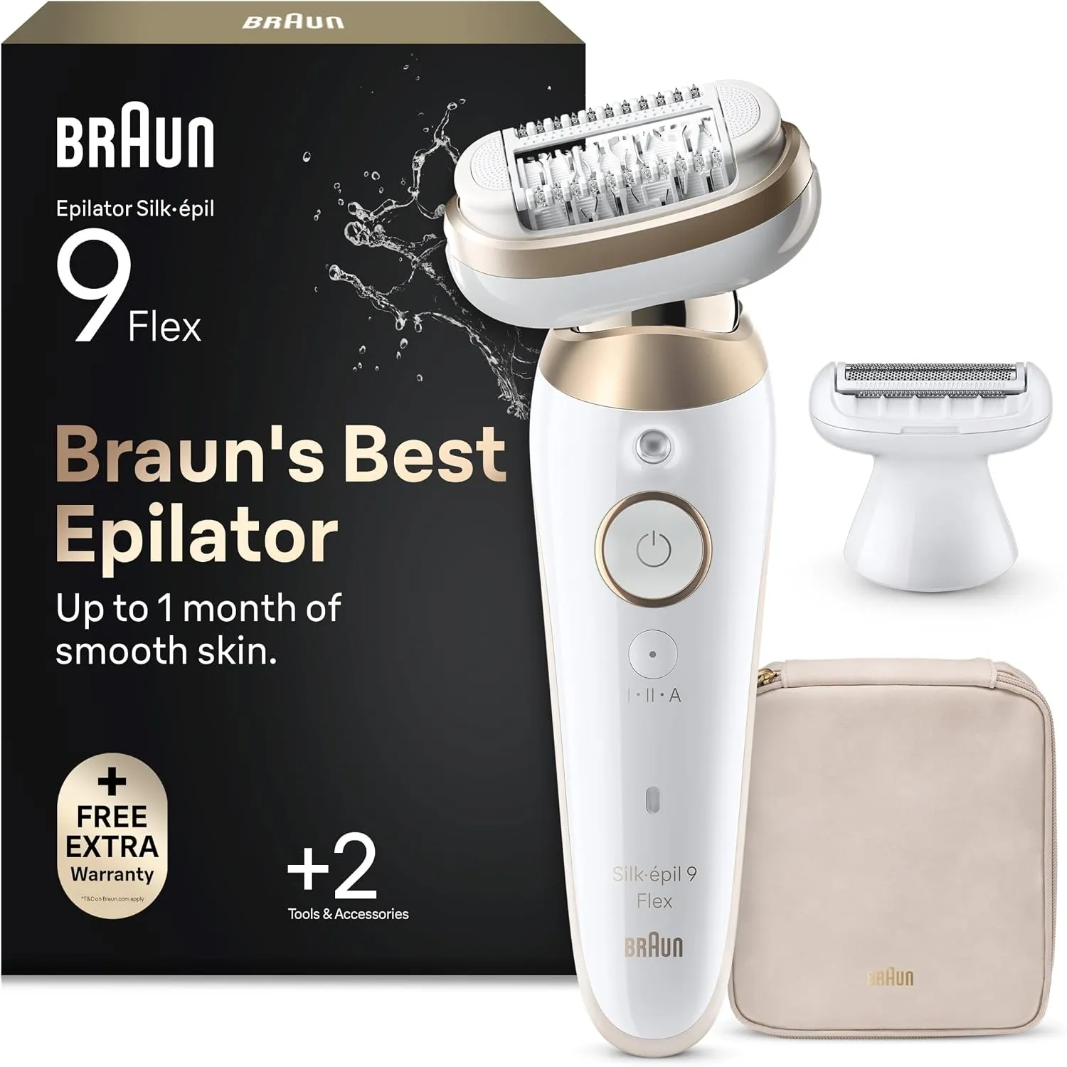 Braun Epilierer Damen Silk·épil 9 Flex, Ladyshaver, 9-041 3D, Gold