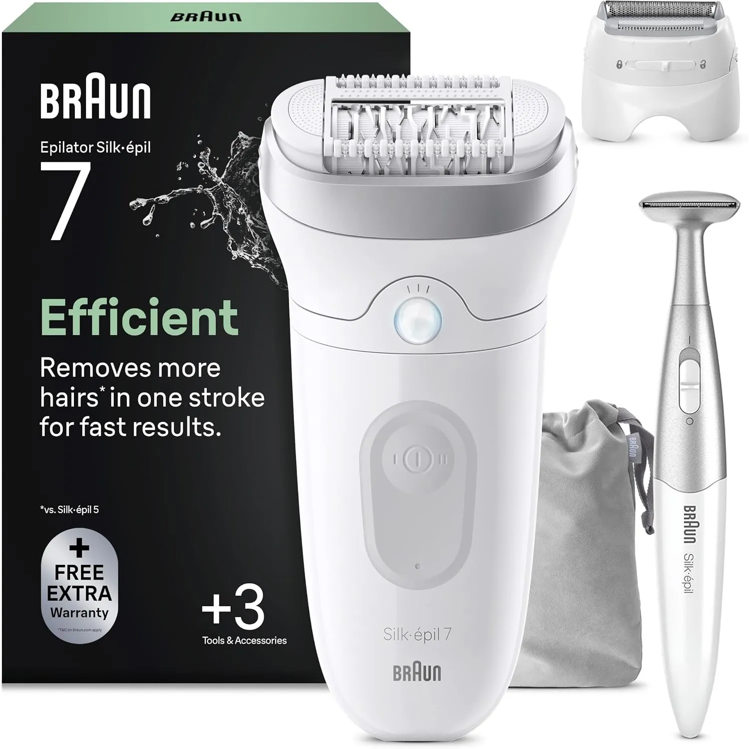 Braun Epilierer Damen Silk·épil 7, Ladyshaver, 7-241, Silber