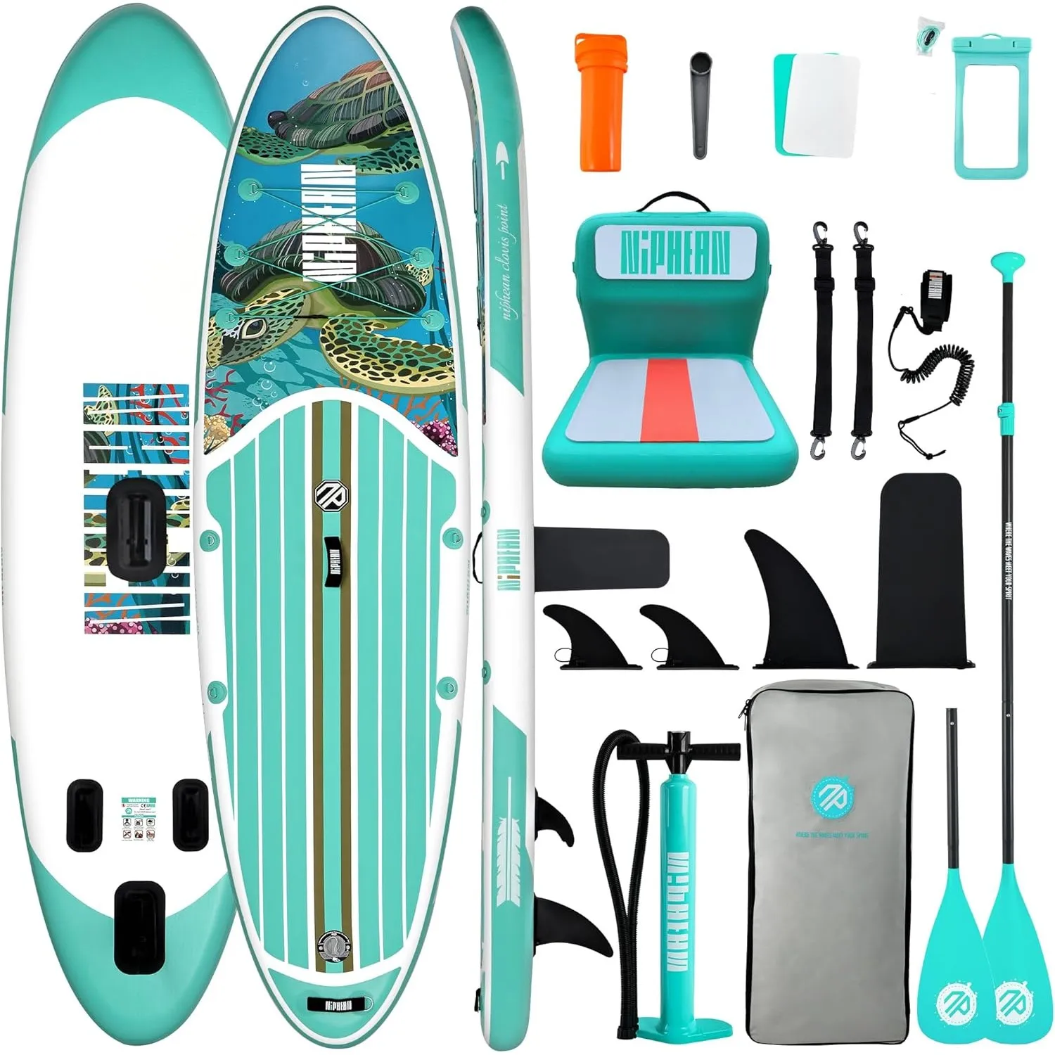 Niphean Stand up Paddling Board mit Sitz und Sup Board Zubehör | 320/305cm Stabiles Sup Board 200kg für 2 Personen, Rob…