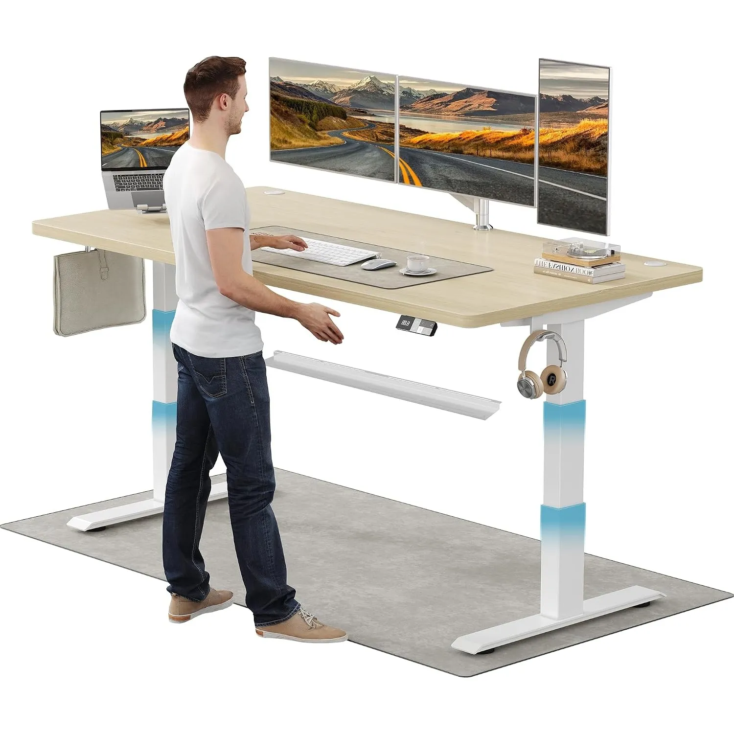 TRIUMPHKEY Höhenverstellbarer Schreibtisch 160x80cm mit 40mm/s Dualmotor