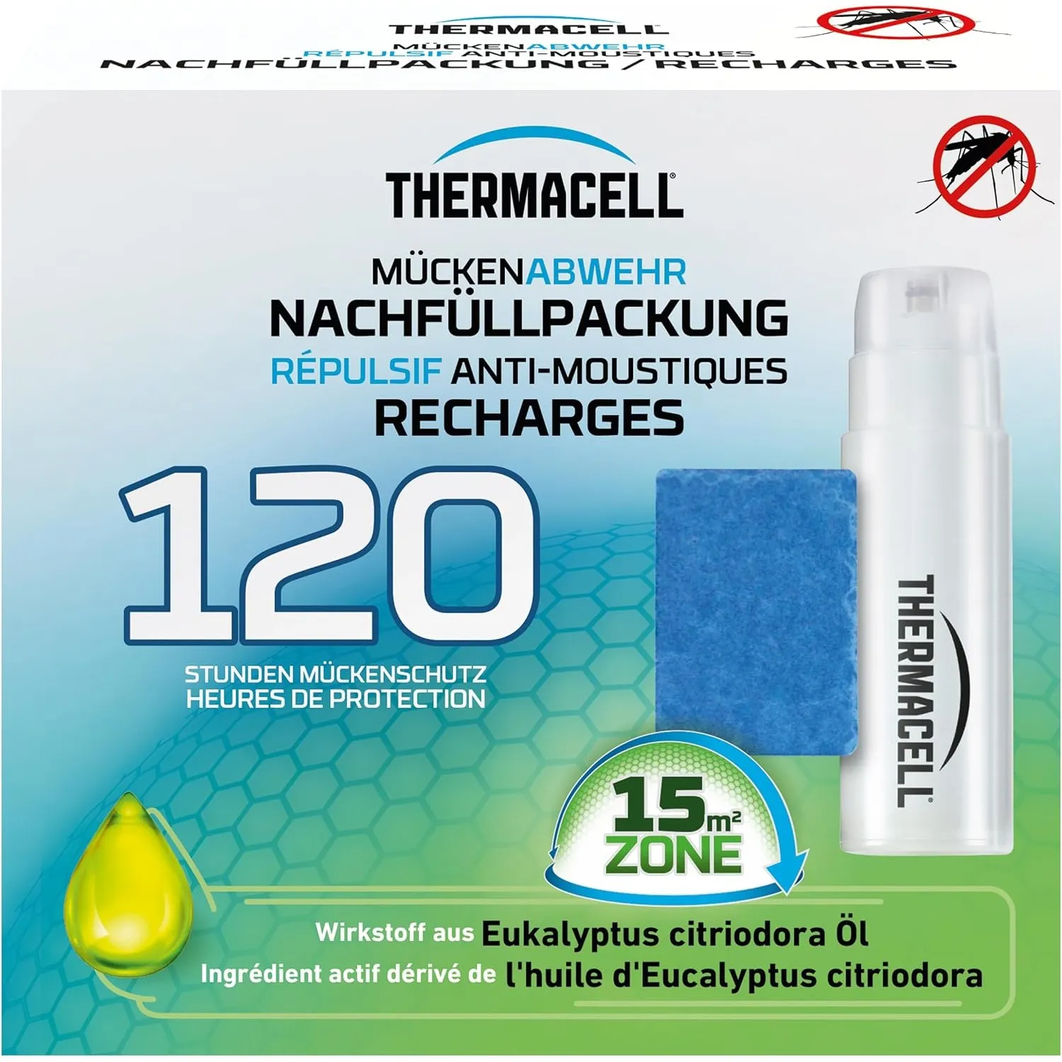 Thermacell Mückenabwehr Nachfüllpackung – 120 Stunden Mückenschutz, 30 Wirkstoffplättchen & 10 Gaskartuschen | 30 Wirks…