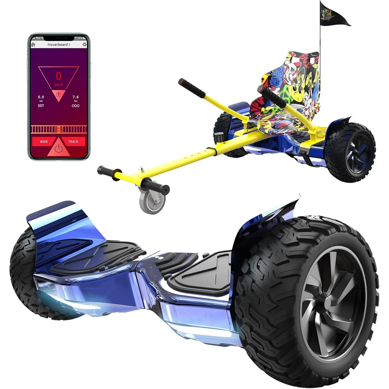 RCB Hoverboards SUV mit Sitz Hoverboards Off-Road, App-fähige Bluetooth, 8,5 '' Hummer + Hoverkart Go Kart für Self Bal…
