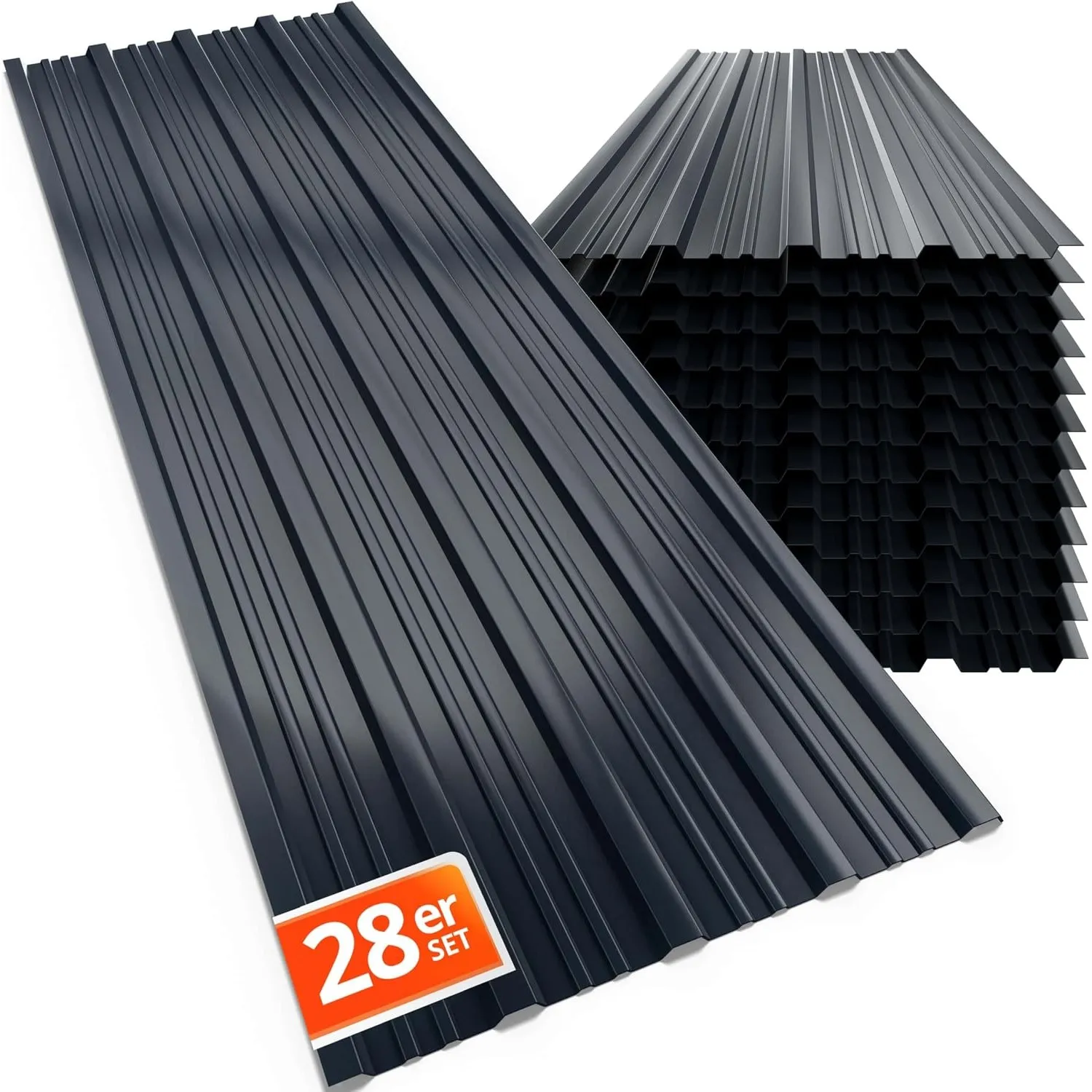 GARDEBRUK® 28x Trapezblech 110x46cm = 14m² Verzinkt Rostresistent Wetterfest Profilblech Dachblech Wellblech Dachplatte…