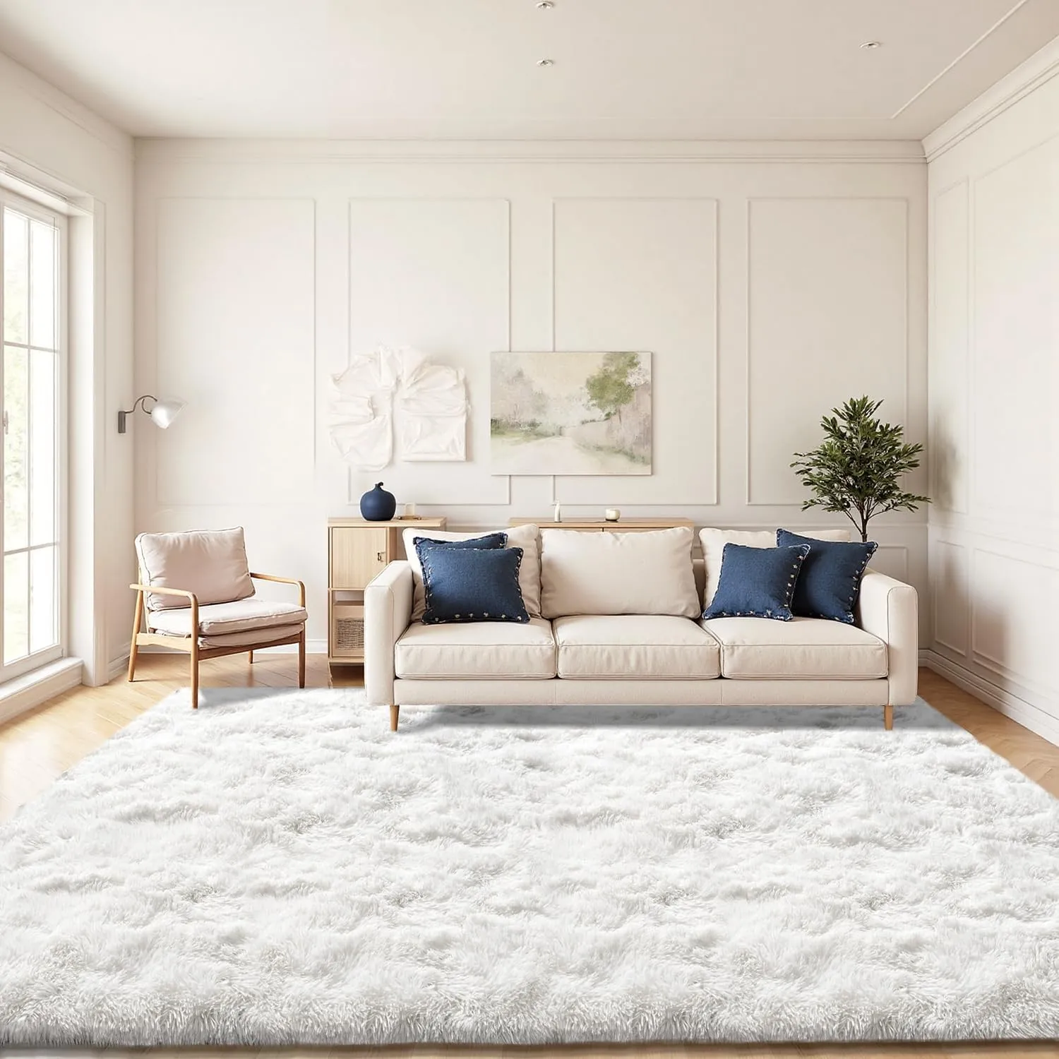 Hochflor Wohnzimmer Teppich, Flauschig Waschbar rutschfest Moderne Teppiche Groß für Schlafzimmer Büro Esszimmer Kinder…