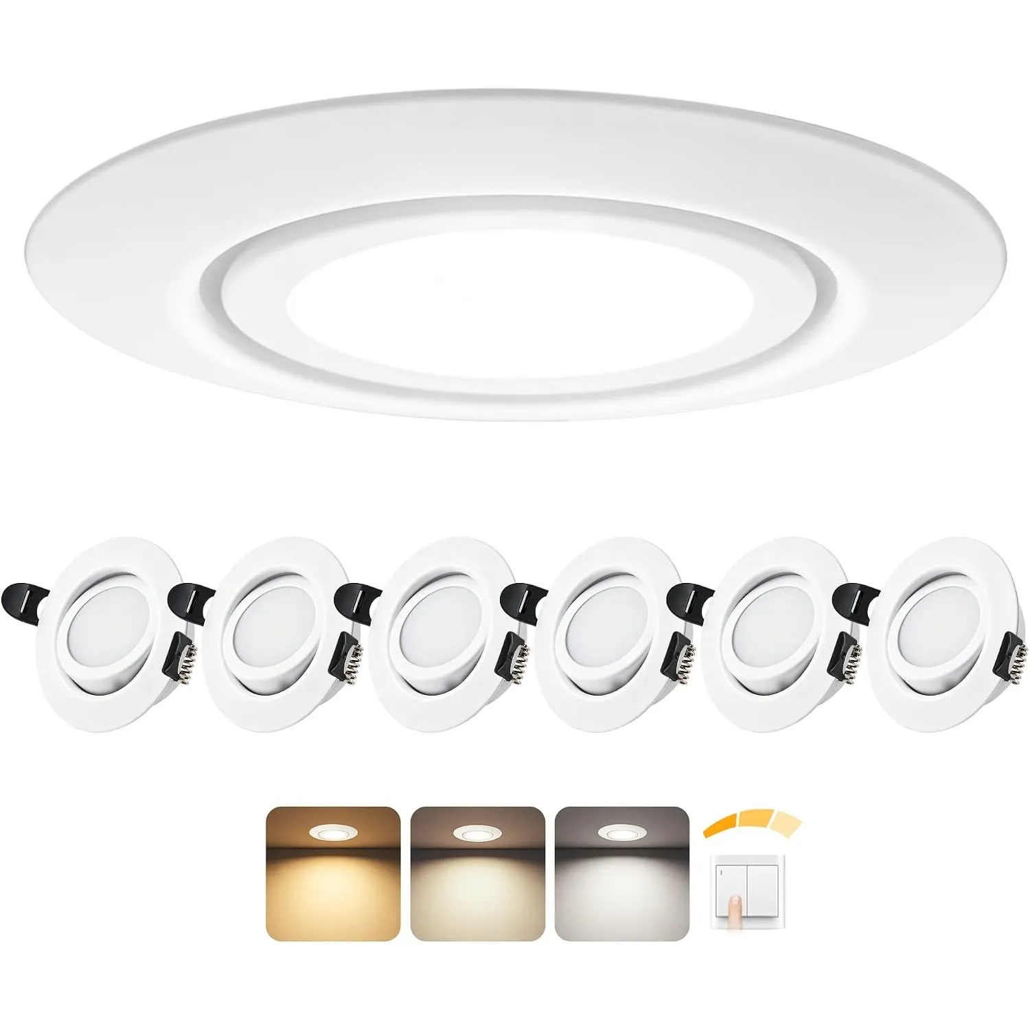 LED Einbaustrahler 230V Dimmbar 3 Stufen 45°Schwenkbar LED Spots, 6er Set