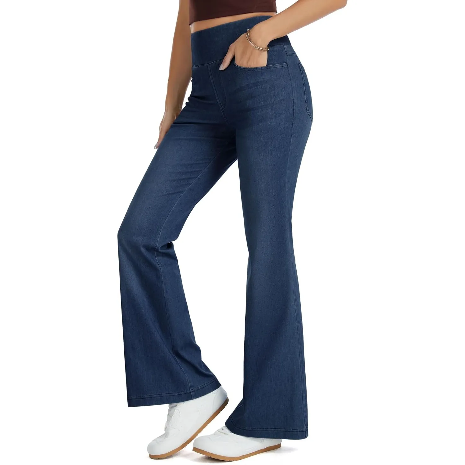 THE GYM PEOPLE Damen Bootcut Jeans High Waist Stretch Flared Jeggings