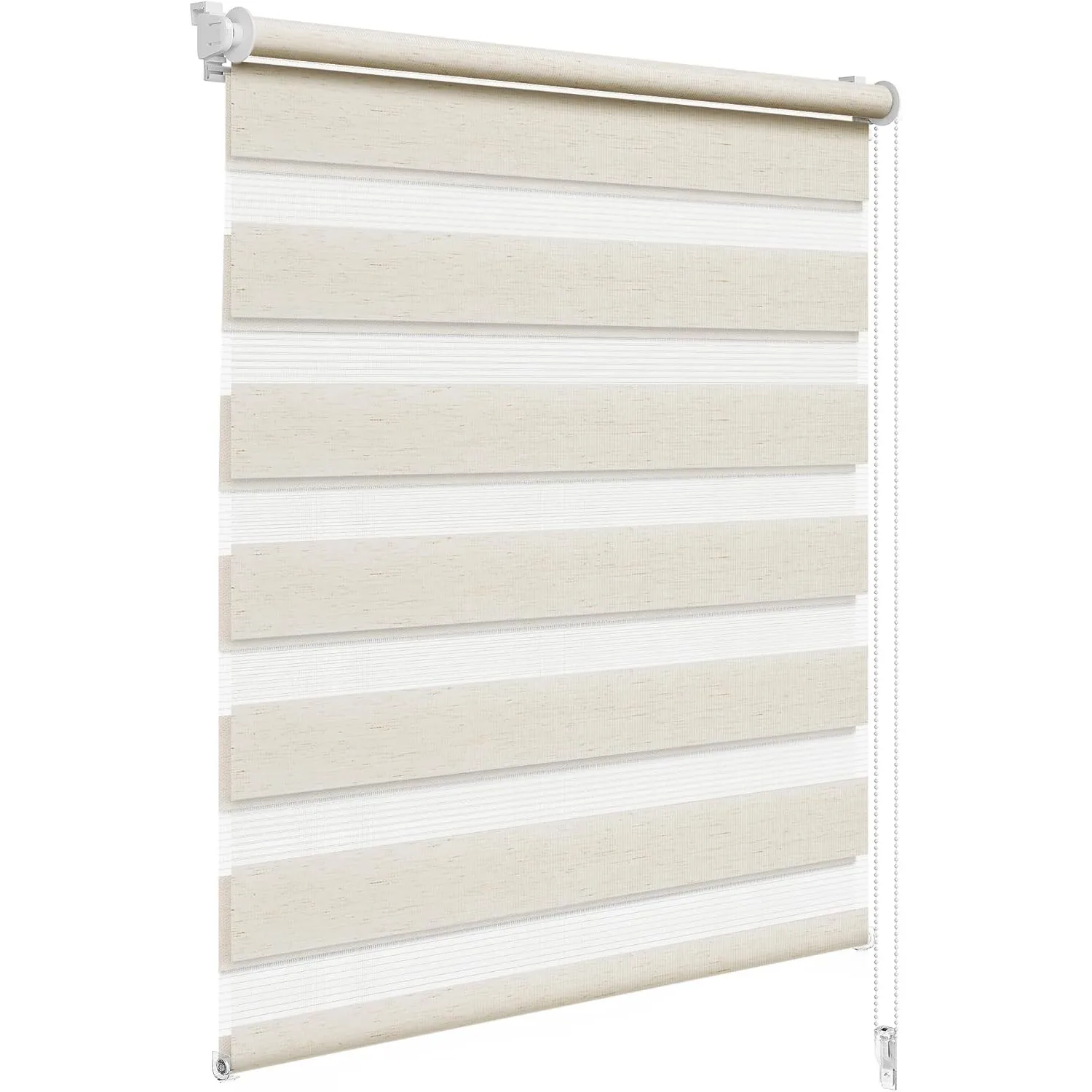 WOLTU Doppelrollo Klemmfix ohne Bohren Holzlook Buche B80 x H130 cm, Duo Rollo lichtdurchlässig Fensterrollo für innen …