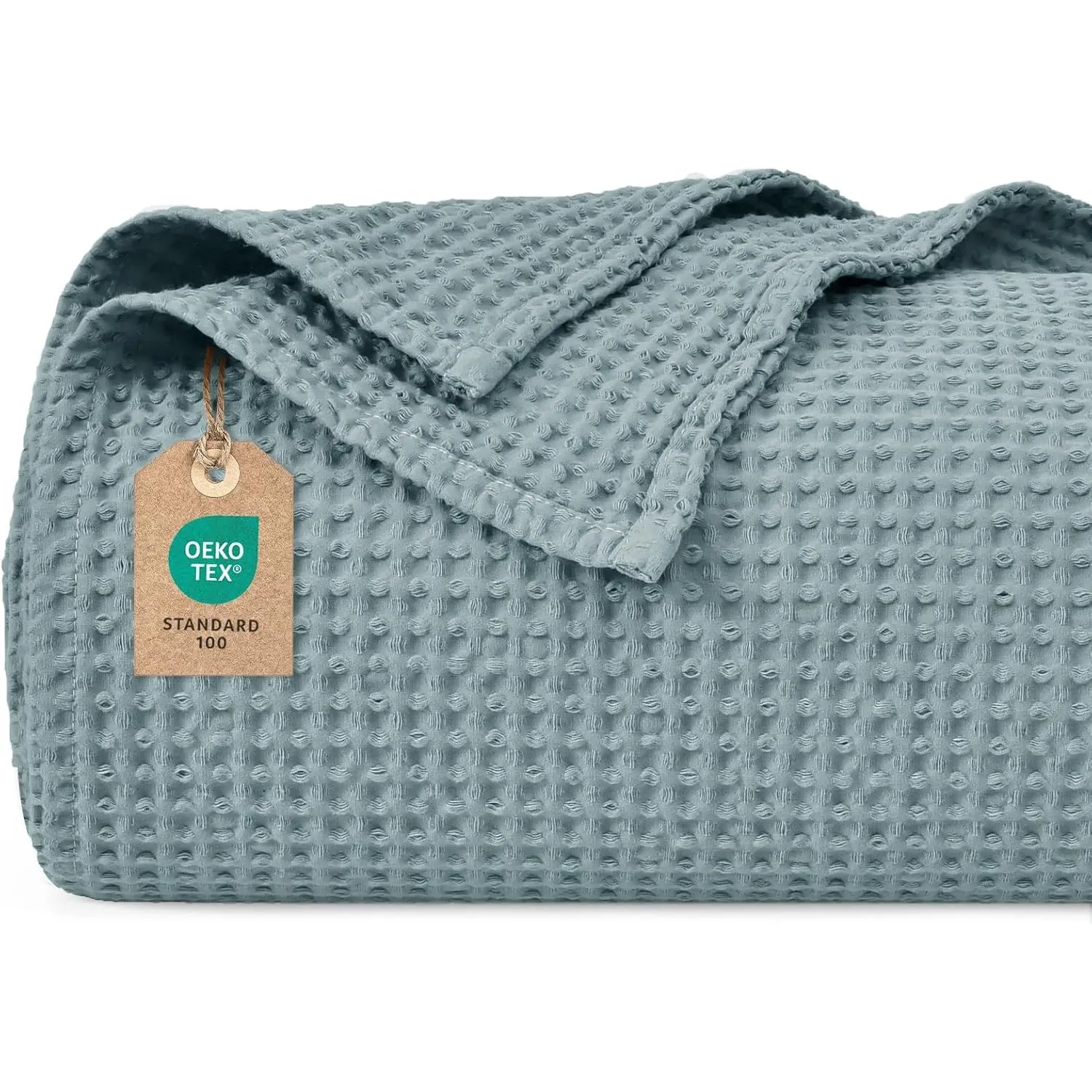 PHF 100% Baumwolle waffledecke Kuschedecke 230x270cm, leicht & atmungsaktiv, perfekt für das ganze Jahr - Oeko-TEX® Zer…