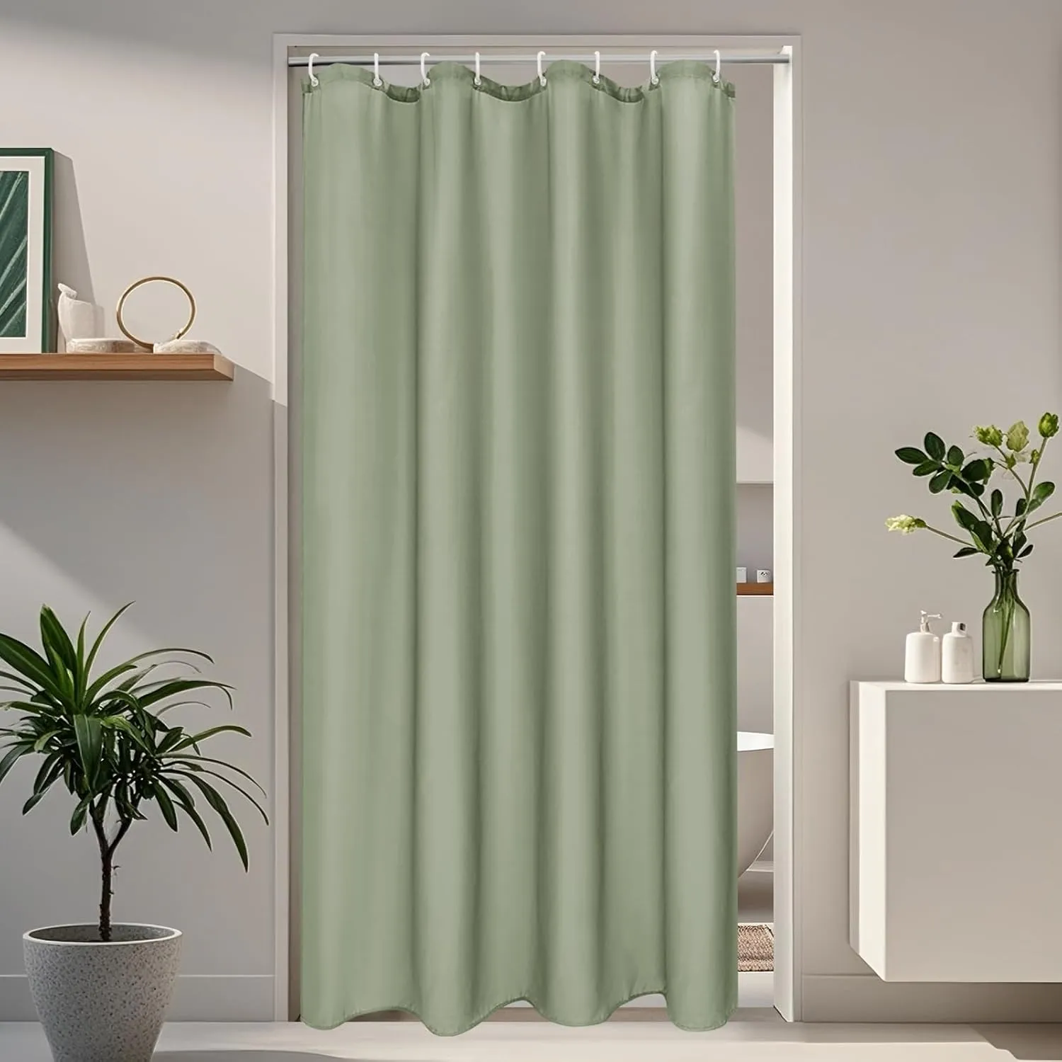 EurCross Schmaler Duschvorhang 120x180 Grün Wasserdicht Textil Stoff Duschvorhänge, Schnell Trocknend Anti Schimmel Was…