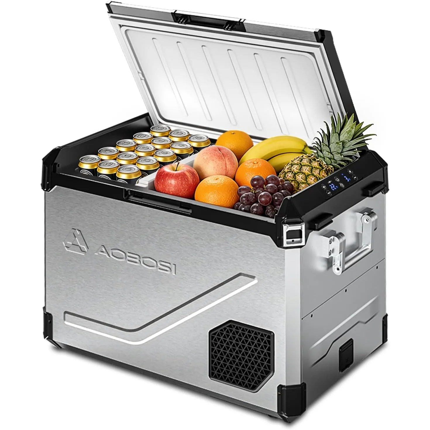 AAOBOSI Kompressor Kühlbox 60L Edelstahl, mit APP, -20°C bis 20°C, 12V 230V | Edelstahl-Gehäuse, APP-Fernsteuerung, Kom…