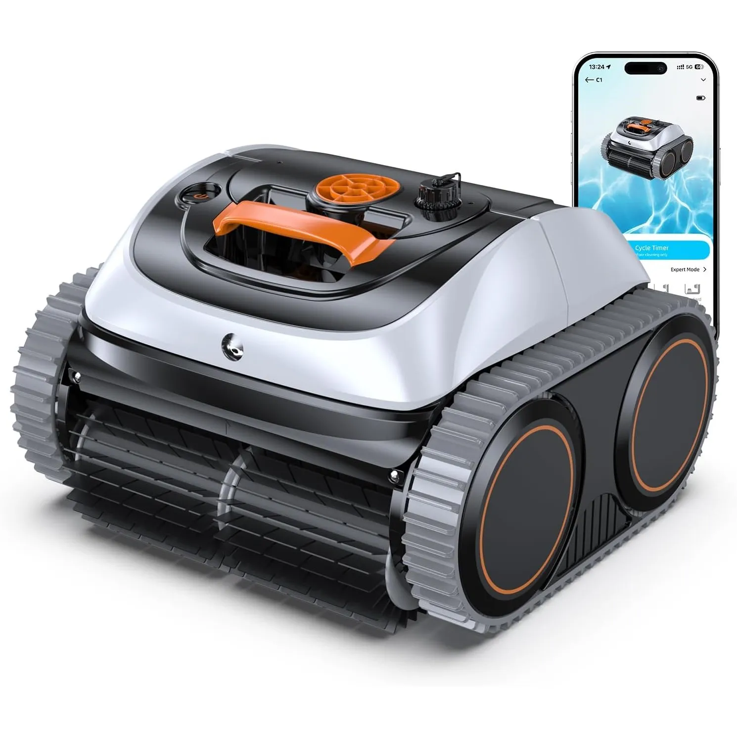 Winny C1 Poolroboter Akku Wand und Boden-Keine Kabel, Reinigt Boden & Wände, 150 min, Selbstparkend, App-Control, 150㎡ …