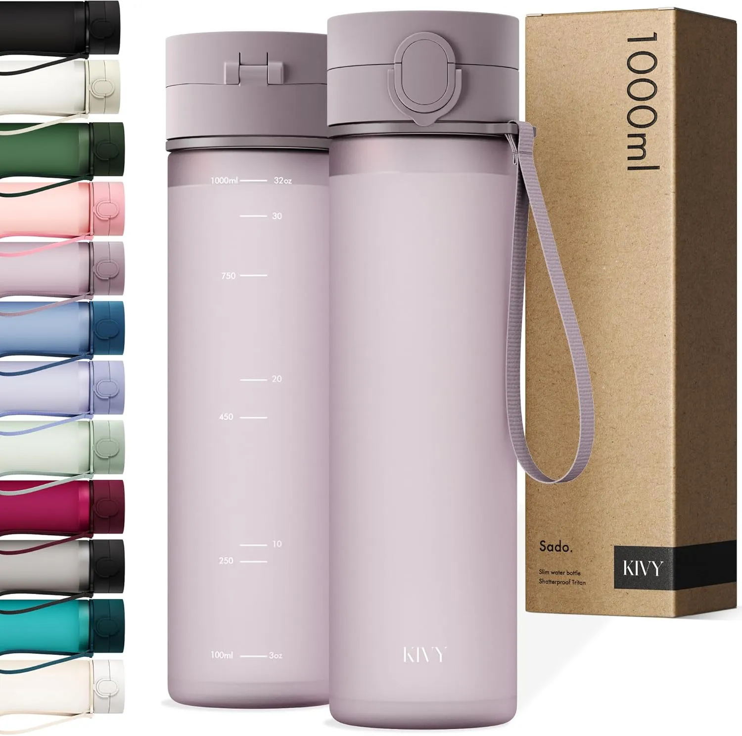 KIVY Tritan Trinkflasche 1l - Kohlensäure geeignet & Auslaufsicher - Für Sport, Schule & Büro - Sport Trinkflasche Gym …