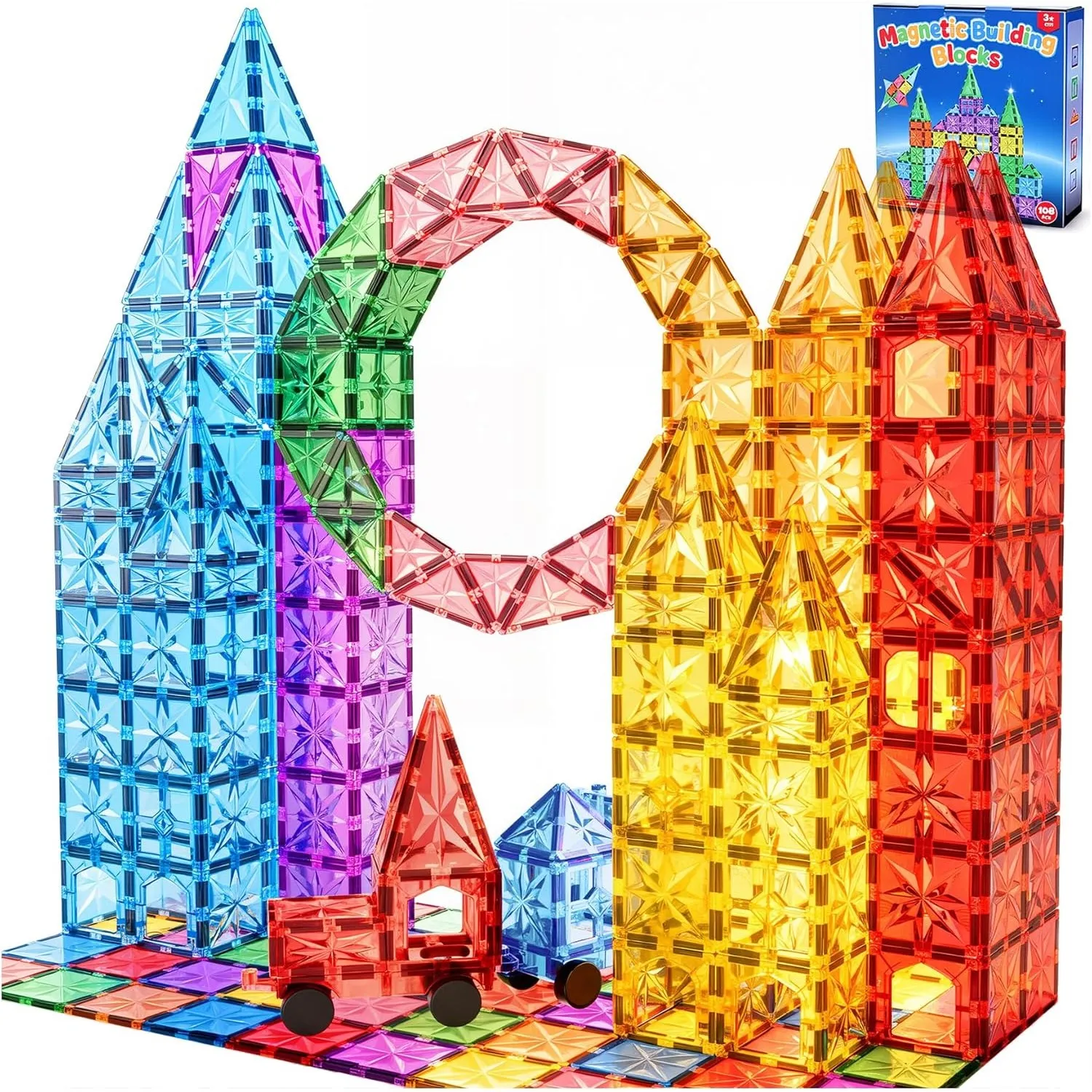 WOOBLO Magnetische Bausteine, Magnetspiel für Kinder ab 3 Jahren,Abnehmbar