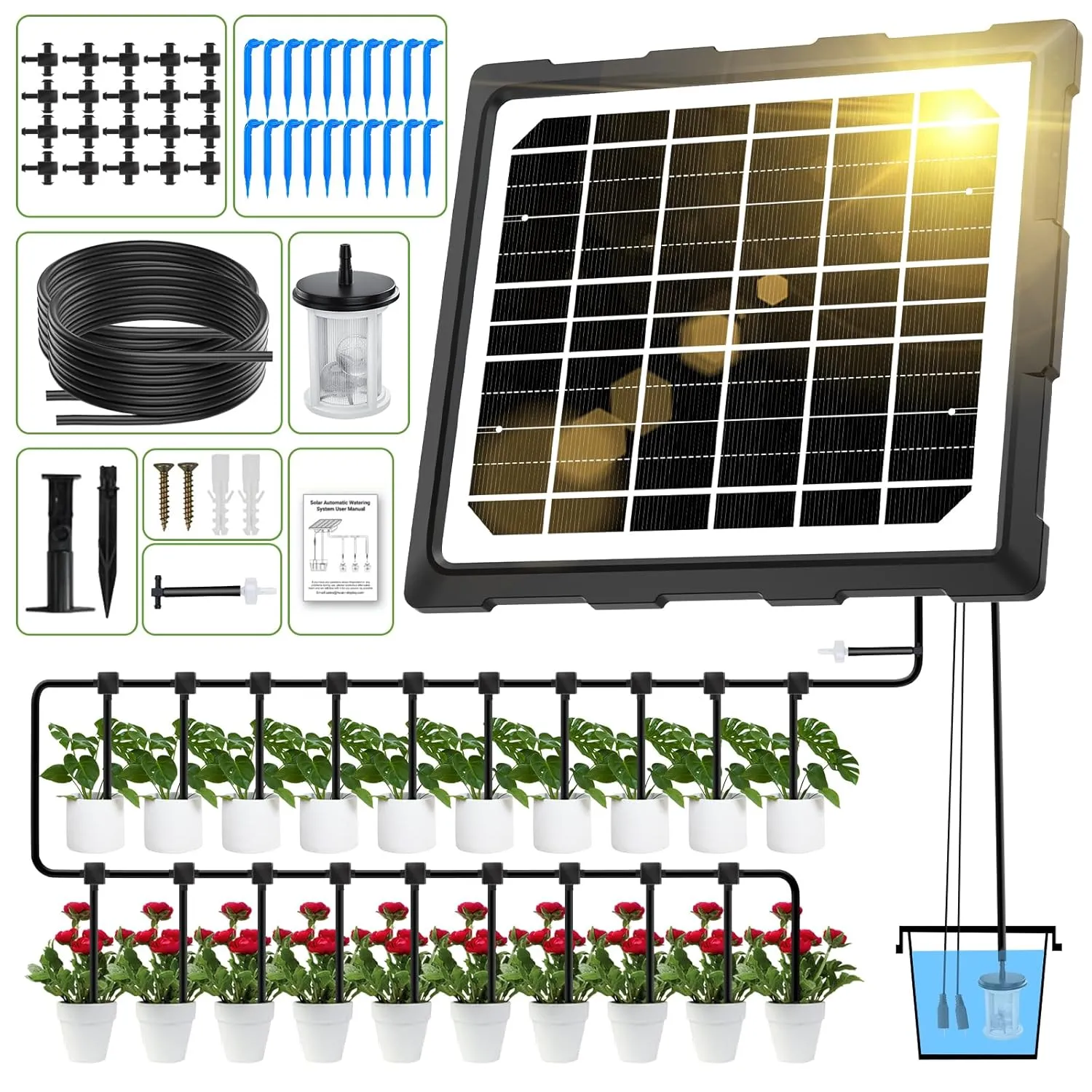 Solar Irrigation System 2026 Automatic Watering for 20 Potted Plants, Automatic Watering System Garden with 20 m Drip H…
