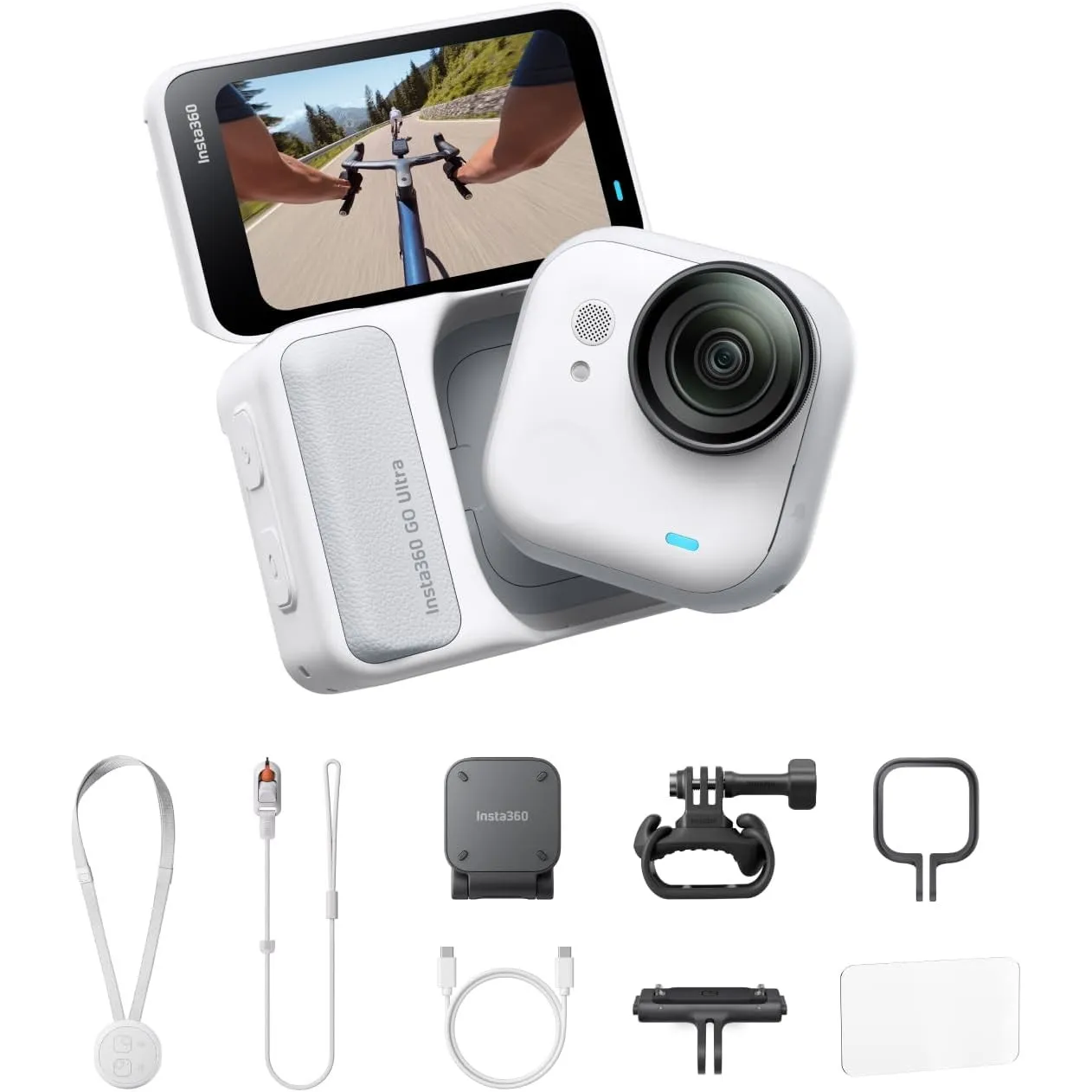 Insta360 GO Ultra Fahrrad-Bundle Polarweiß - freihändige 4K Mini-Cam, leicht & mobil, top bei wenig Licht, überall anbr…