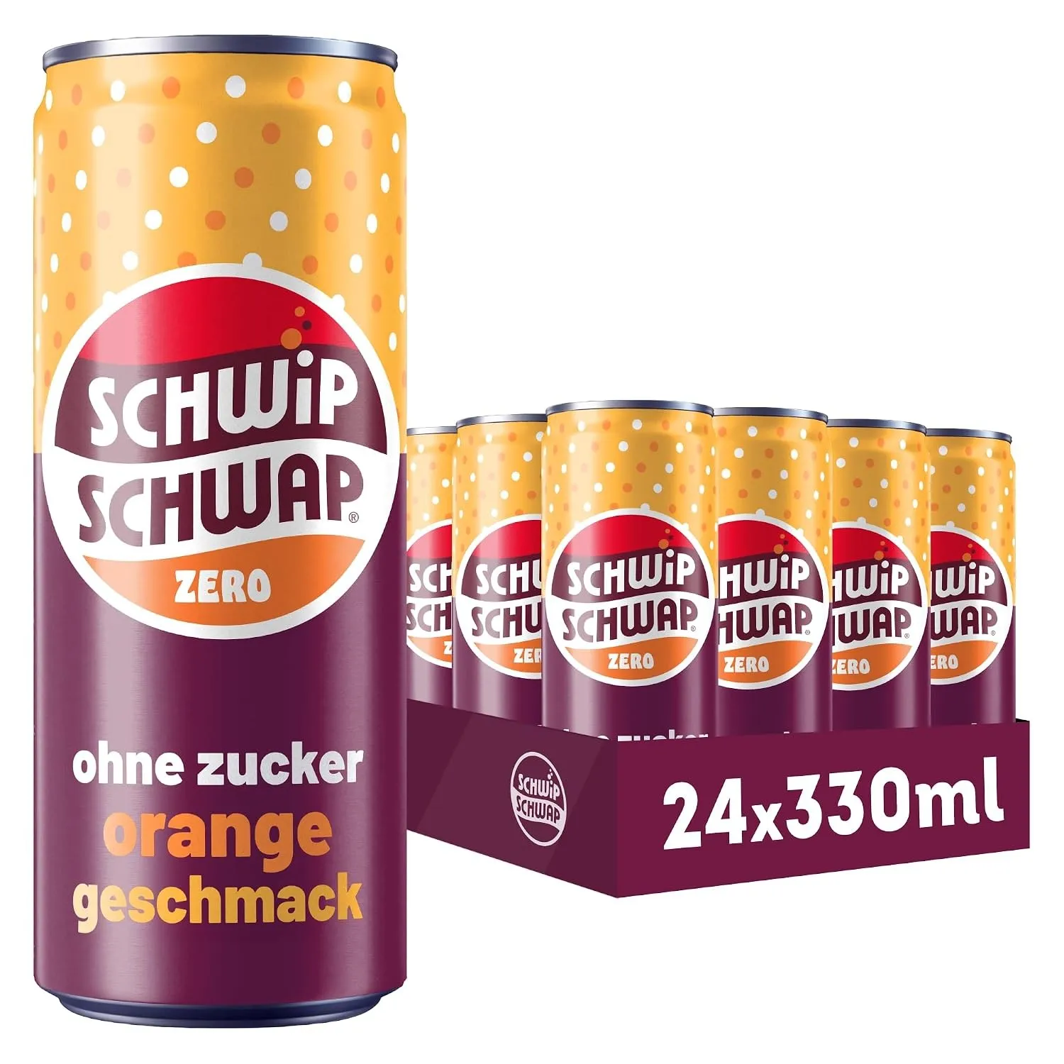 Schwip Schwap Zero Orange, 24x0,33l – Getränk mit Orangengeschmack, Dose