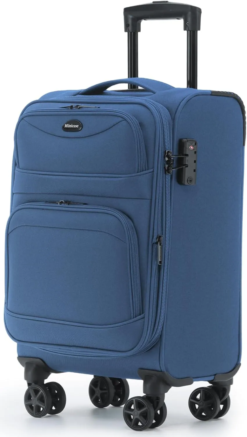 Münicase Expandable Fabric Case with Front Compartments, 15% Extra Volume, TSA Lock, 360° Double Wheels & Concealed Nam…