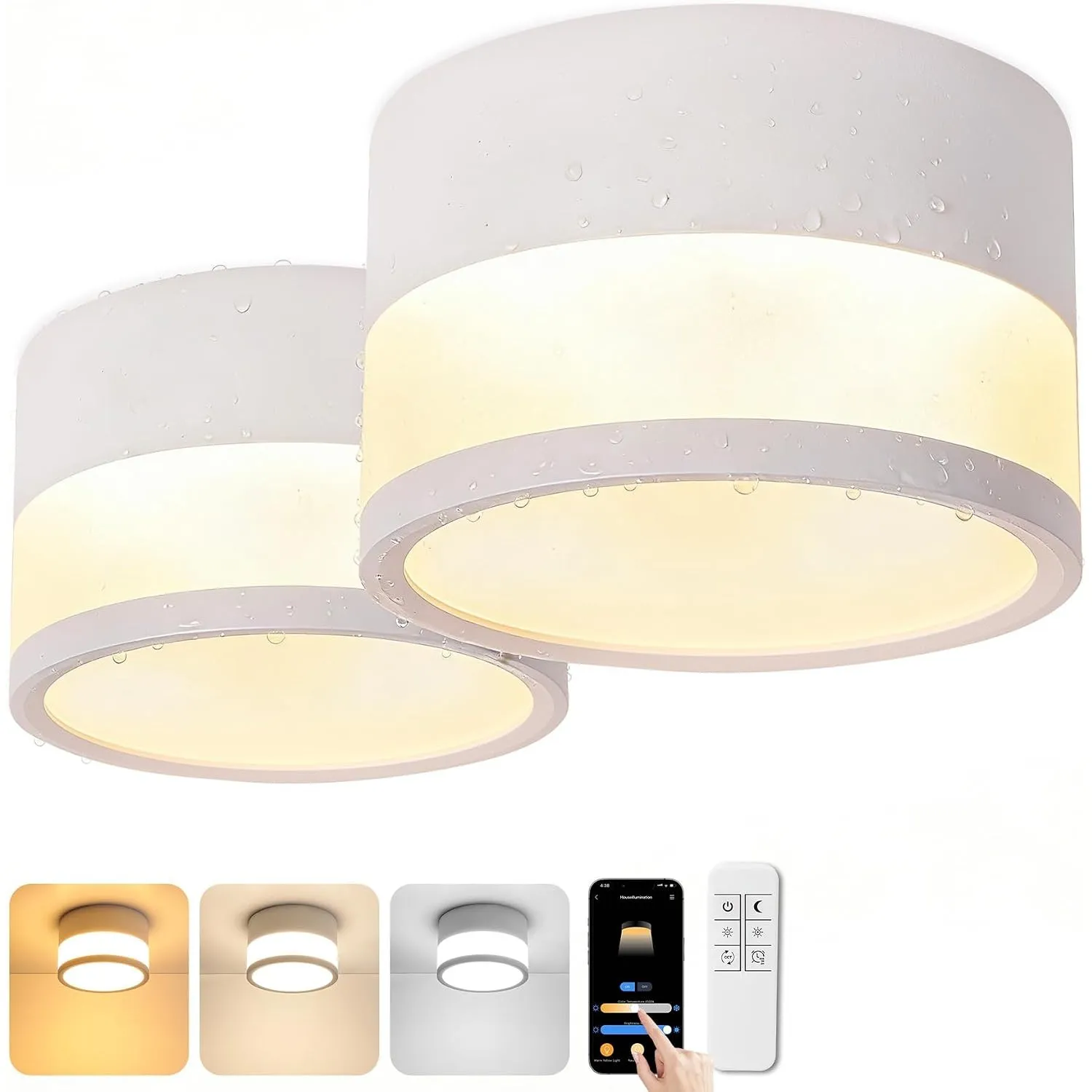 LED Aufbauspot Dimmbar IP65 Deckenleuchte Aufputz mit Fernbedienung APP