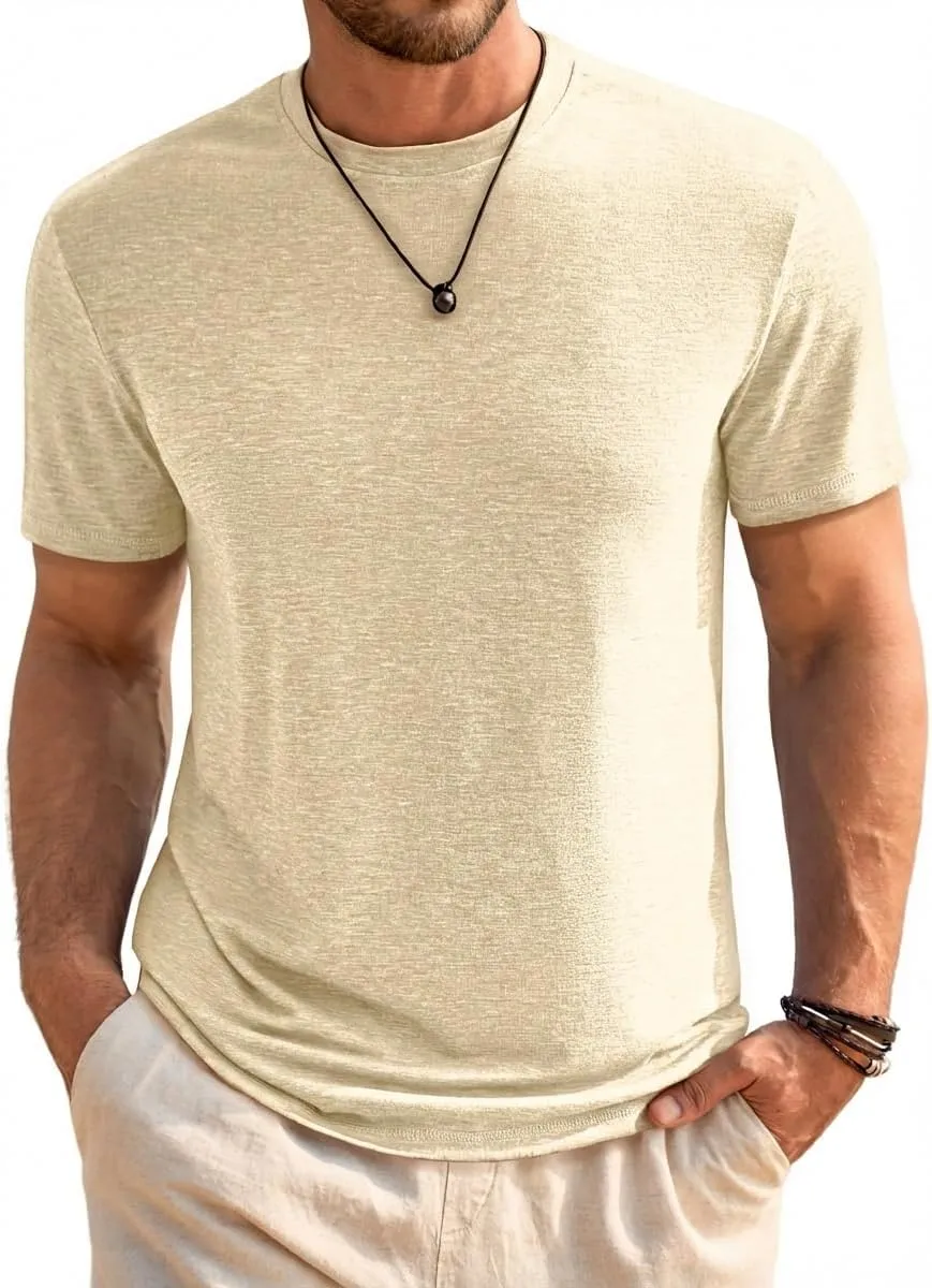 Runcati Herren T-Shirt Rundhals Kurzarm Sommer Oberteile Regular Fit Sport Fitness Funktionsshirt Einfarbig Basic Unter…