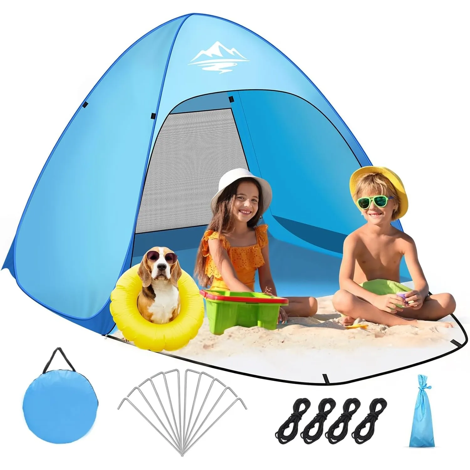 Strandmuschel Pop Up Strandzelt Strandzelt 1-3 Personen, Pop Up Strandmuschel mit Reißverschlusstür UV-Schutz 50+ Winds…