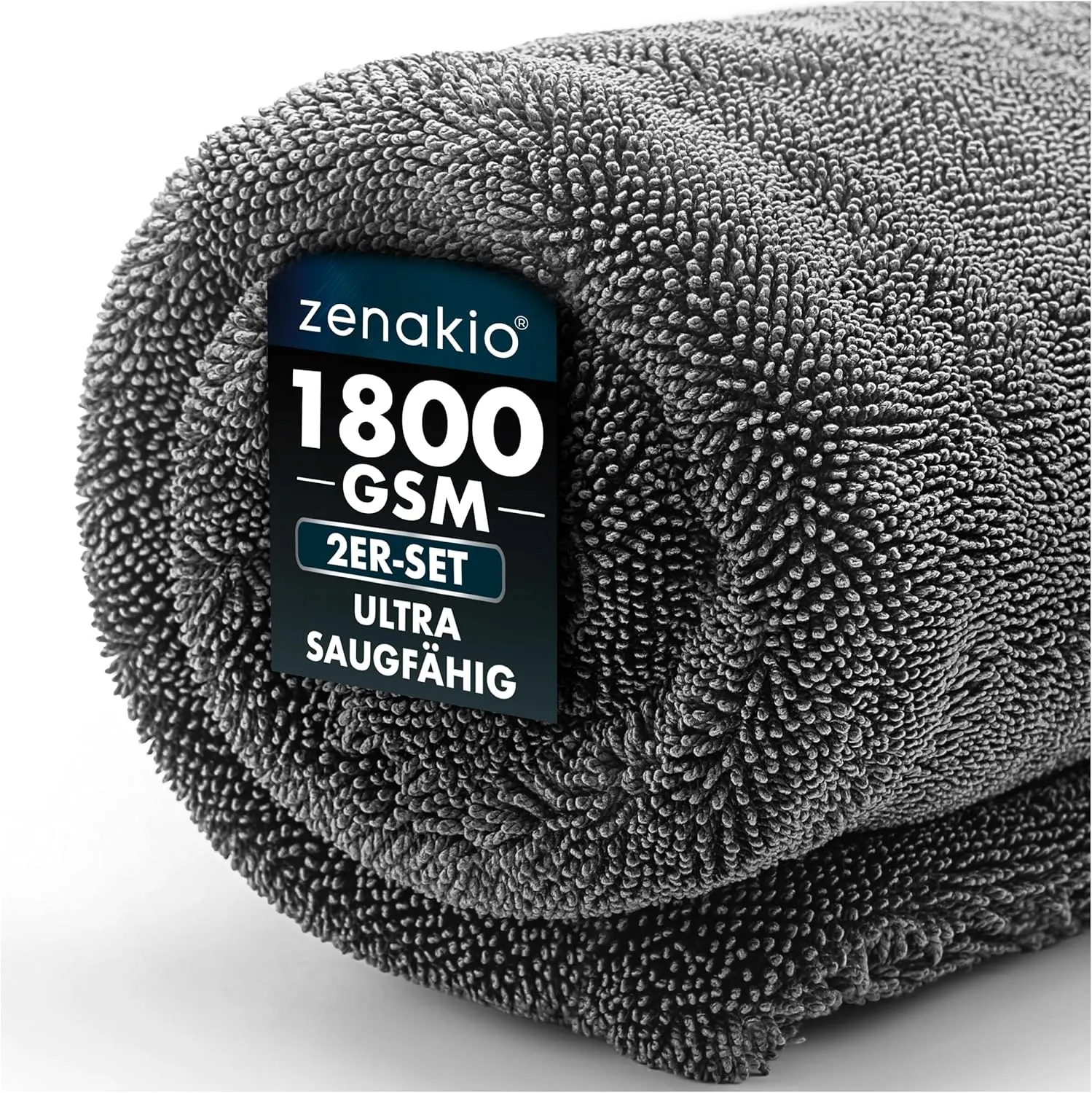 ZENAKIO Auto Trockentuch - 2 Stück 80x50 cm + 40x40 cm - 1800 GSM Ultra Saugstarkes Mikrofasertücher Auto für Autopfleg…