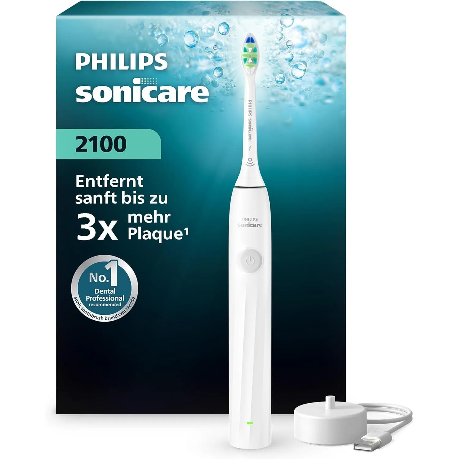 Philips Sonicare Series 2100 Elektrische Zahnbürste – Schallzahnbürste mit zwei Intensitätsstufen, EasyStart-Funktion, …