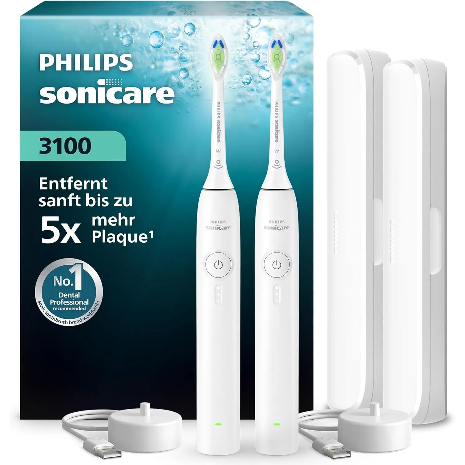 Philips Sonicare Series 3100 Elektrische Zahnbürste – Schallzahnbürste mit Drucksensor, 3 Intensitäten, EasyStart, Smar…